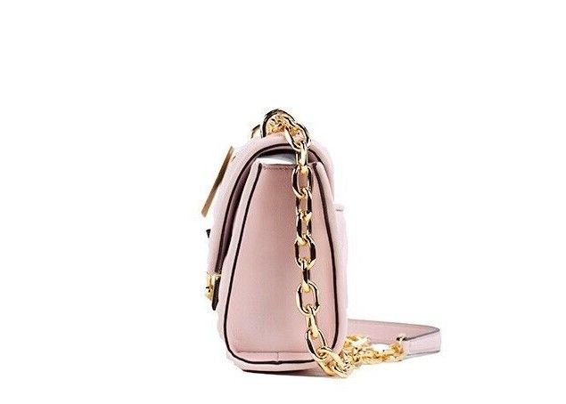 2050891.jpg Serena Small Smooth Pink Vegan Leather Studded Flap Crossbody Bag - Image 4