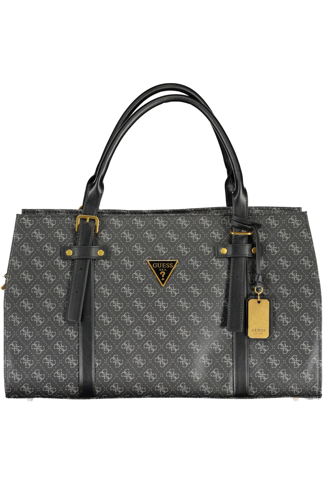 Black Polyurethane Women Handbag