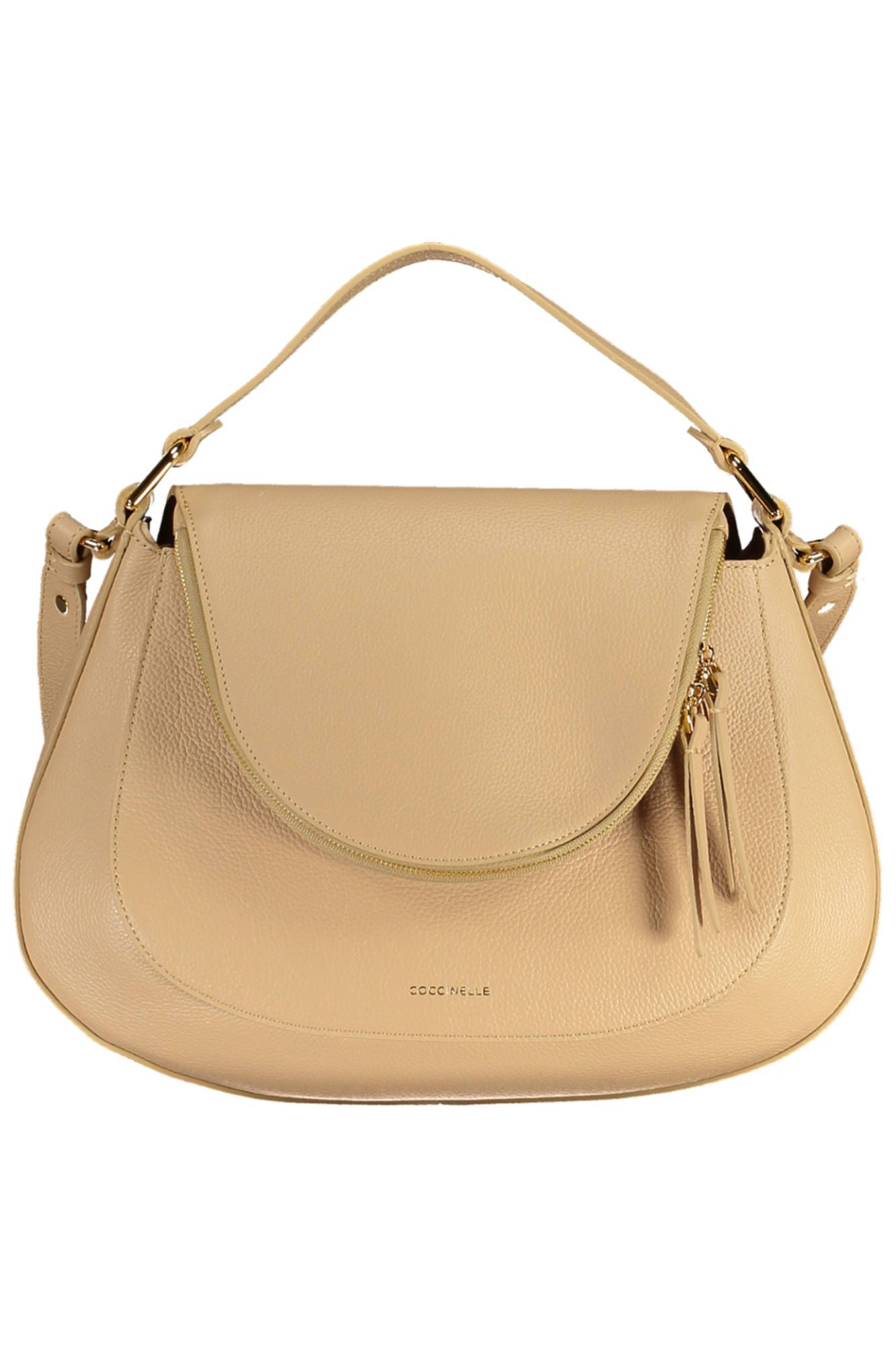 Beige Leather Women Handbag