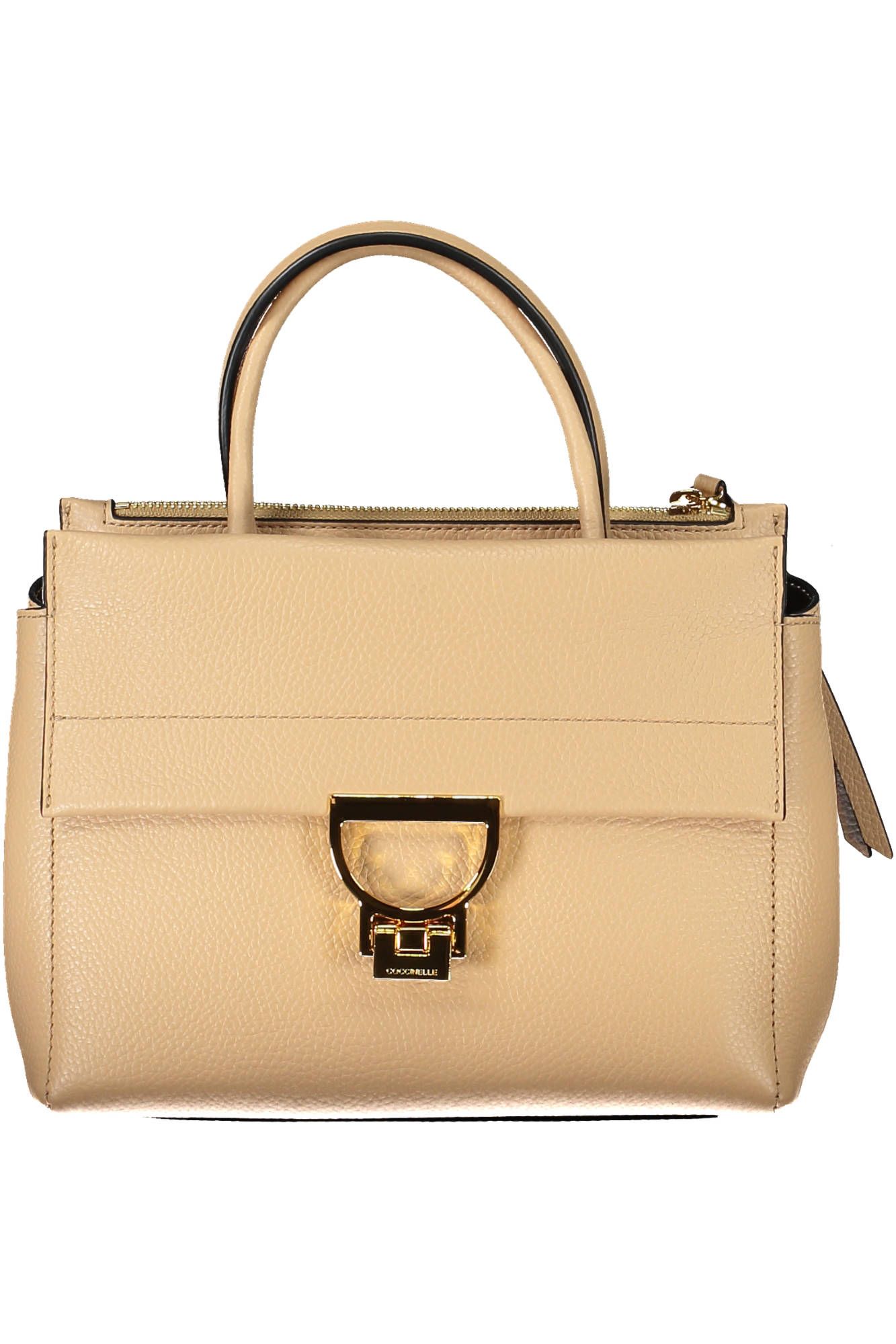 Beige Leather Women Handbag
