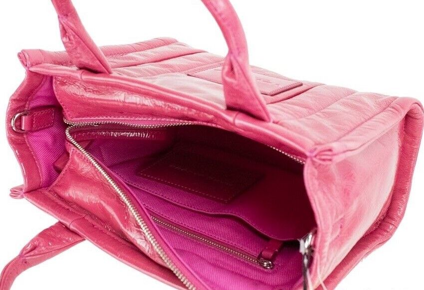 2322043.jpg The Shiny Crinkle Mini Tote Magenta Leather Crossbody Handbag Purse - Image 3
