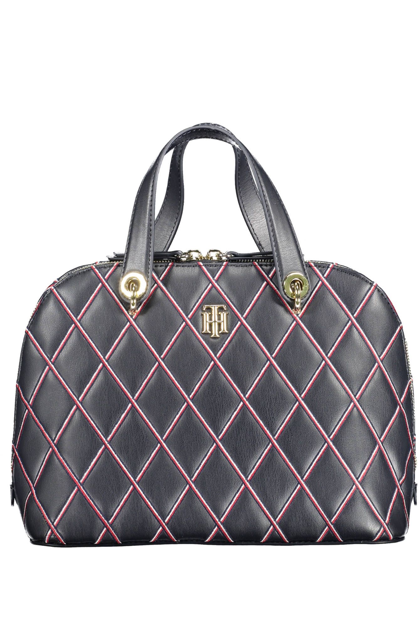 Blue Polyurethane Women Handbag