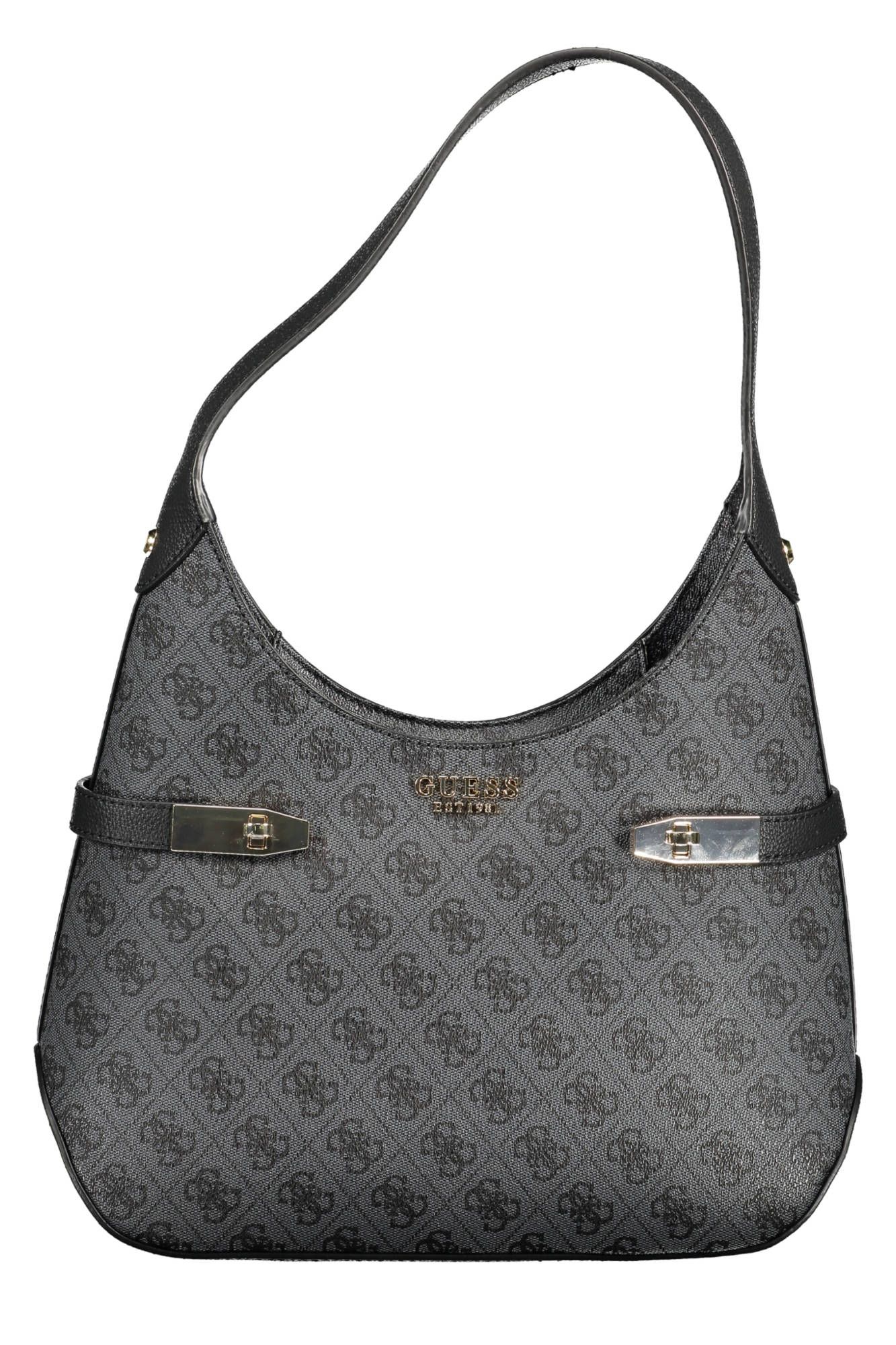 Black Polyurethane Women Handbag