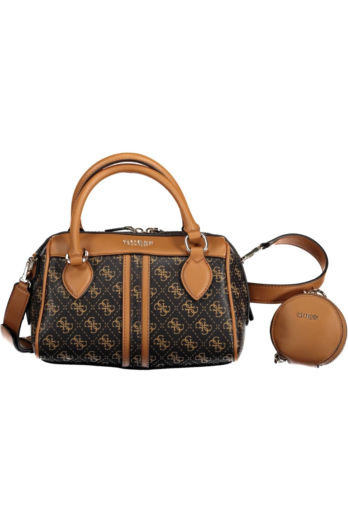 Brown Polyurethane Women Handbag