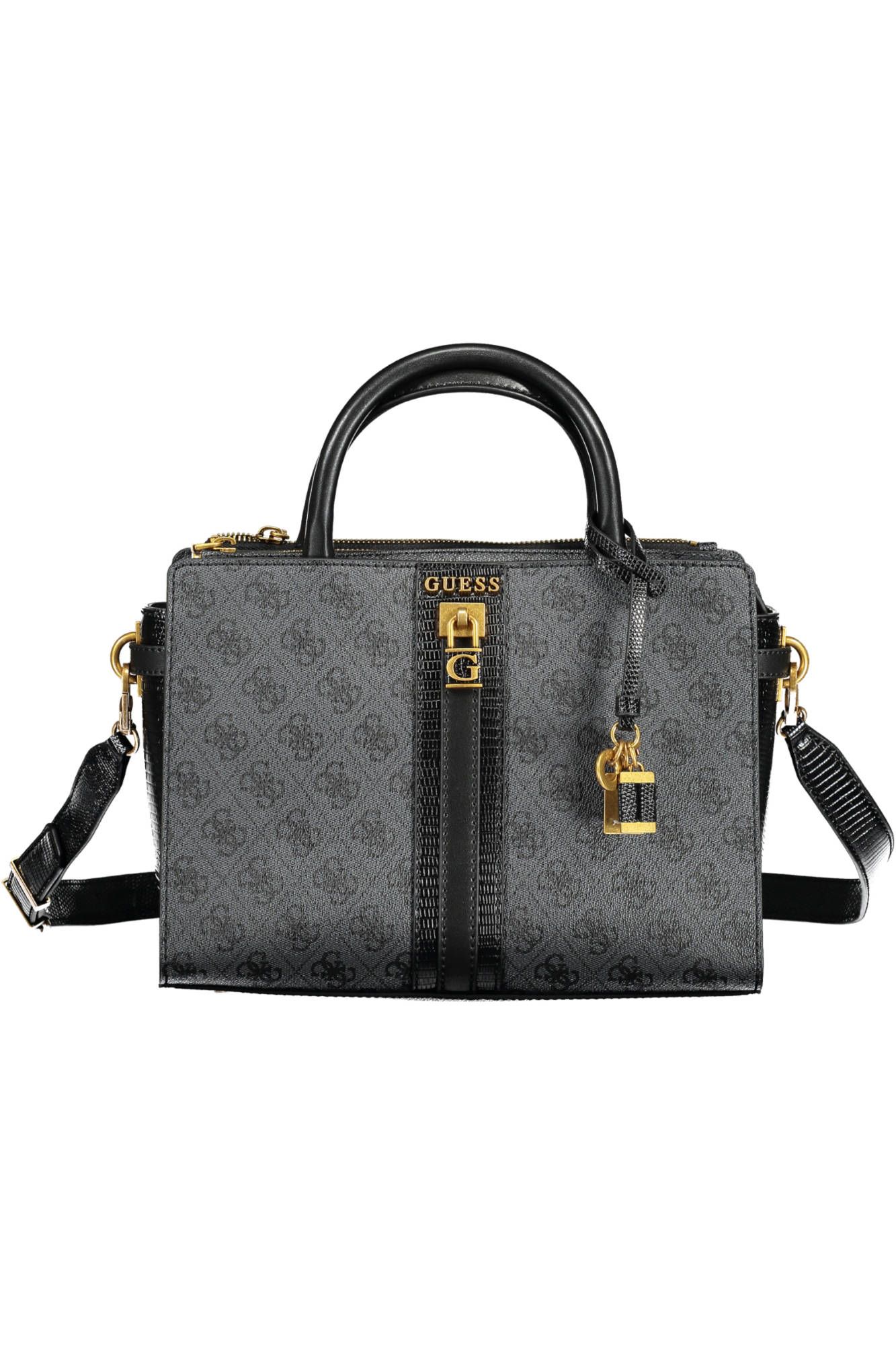 Black Polyurethane Women Handbag