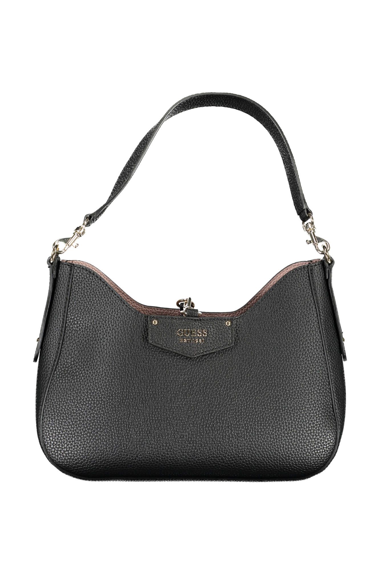 Black Polyurethane Women Handbag