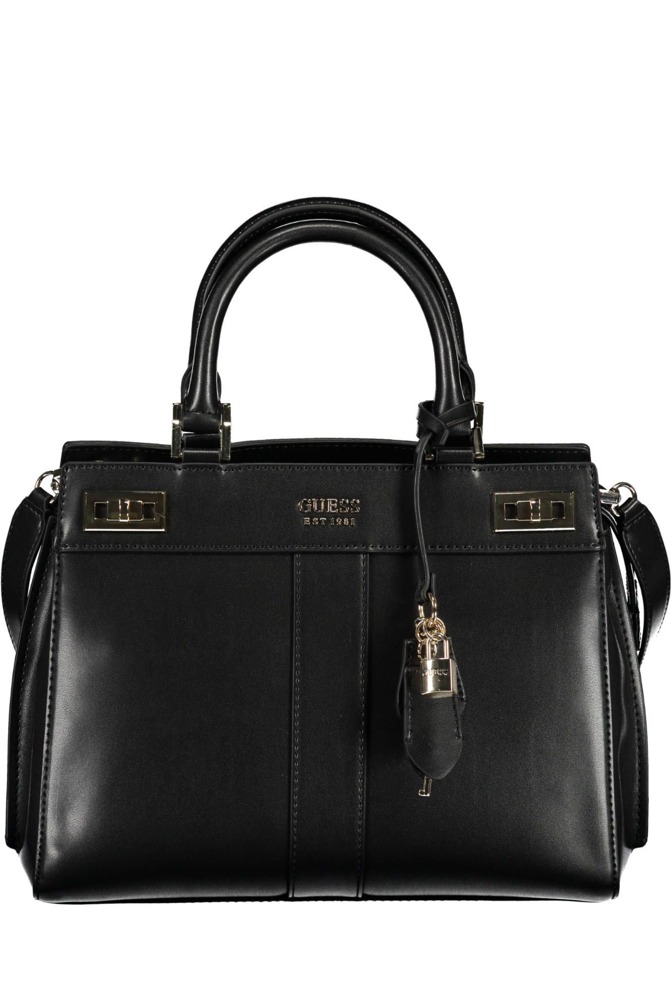 Black Polyurethane Women Handbag