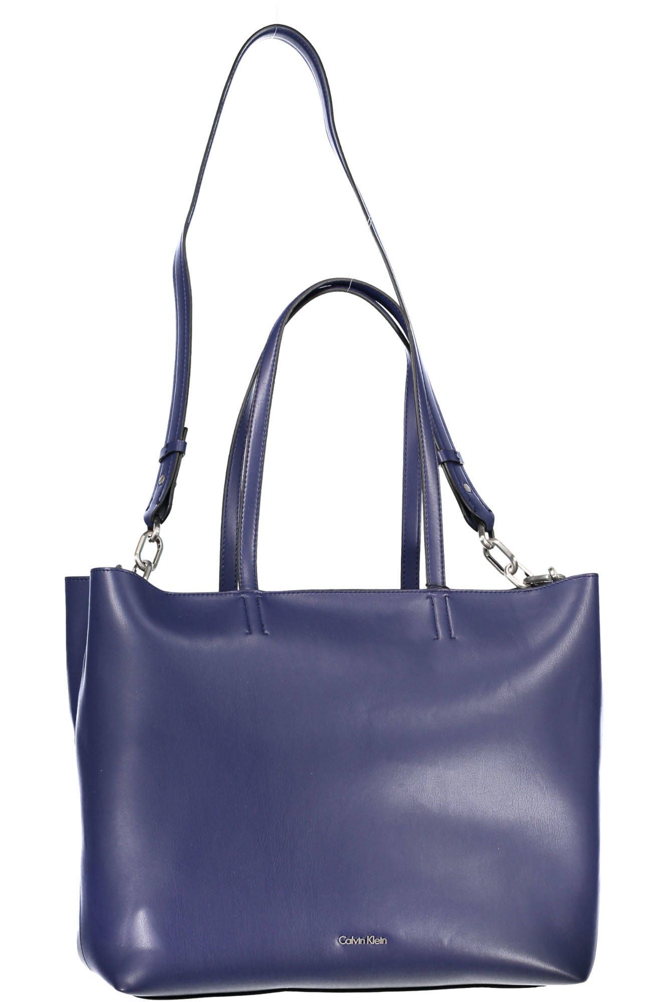 Blue Polyurethane Women Handbag