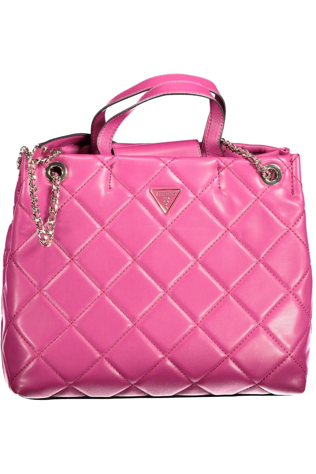 Pink Polyurethane Women Handbag