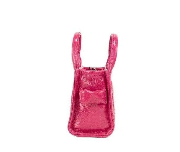 2384963.jpg The Shiny Crinkle Micro Tote Magenta Leather Crossbody Bag Handbag - Image 4