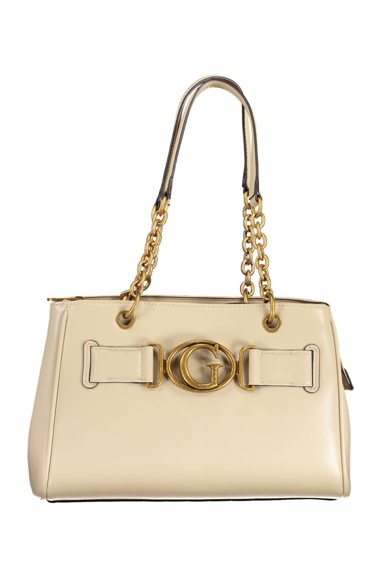 Beige Polyurethane Women Handbag