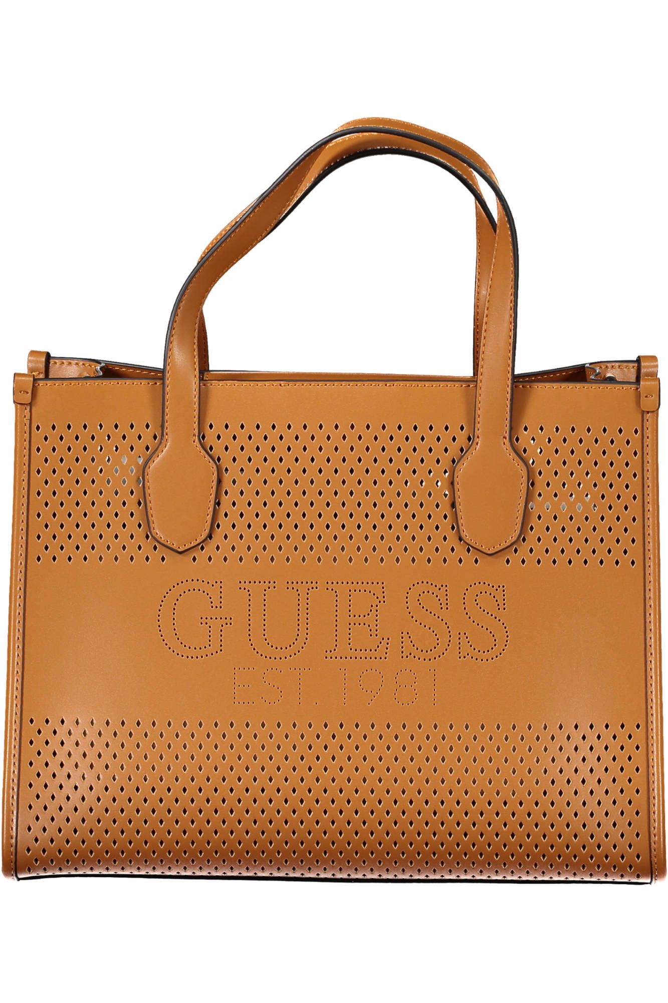 Brown Polyurethane Women Handbag