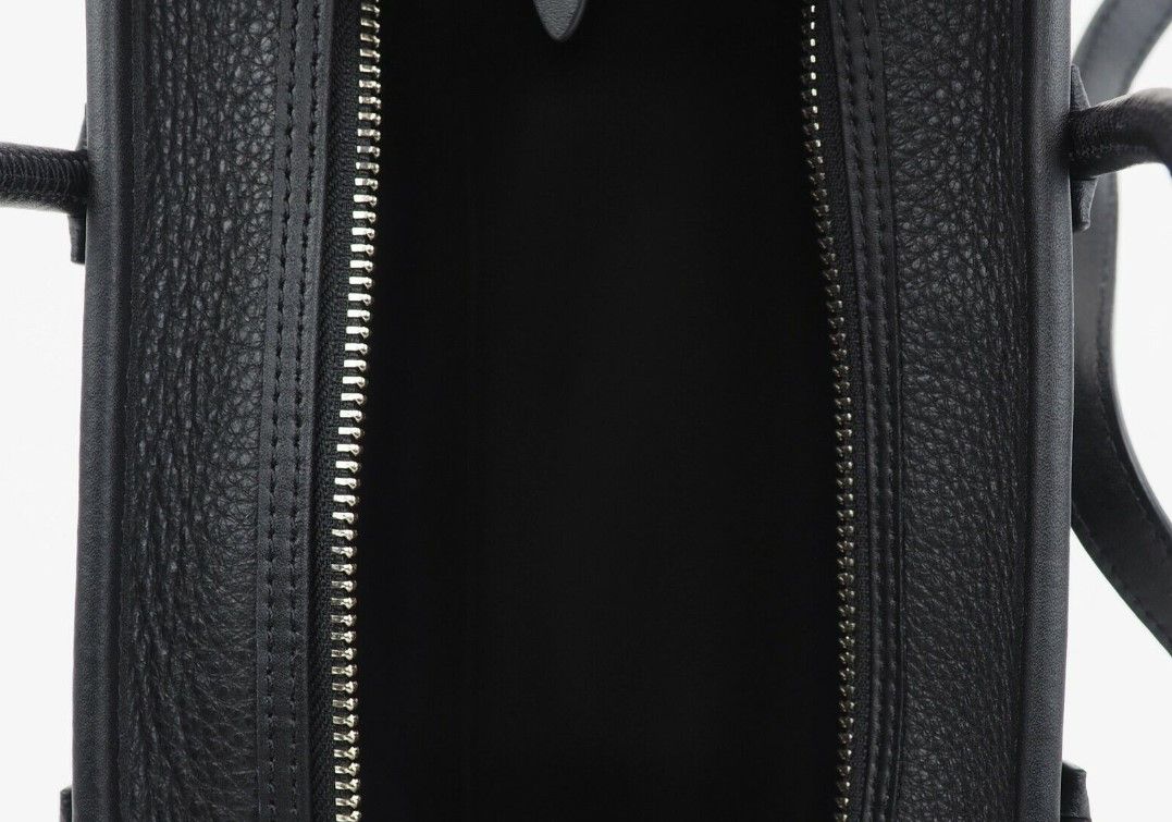 2441711.jpg Ella Small Black Pebbled Leather White Logo Crossbody Tote Handbag - Image 3
