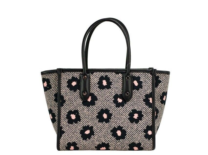2441720.jpg Ella Herringbone Floral Small Canvas Printed Crossbody Tote Handbag - Image 2