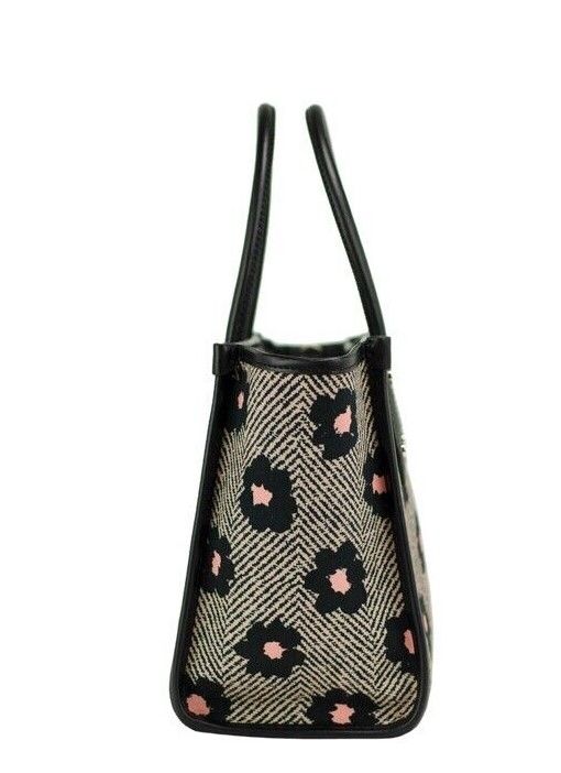 2441721.jpg Ella Herringbone Floral Small Canvas Printed Crossbody Tote Handbag - Image 3
