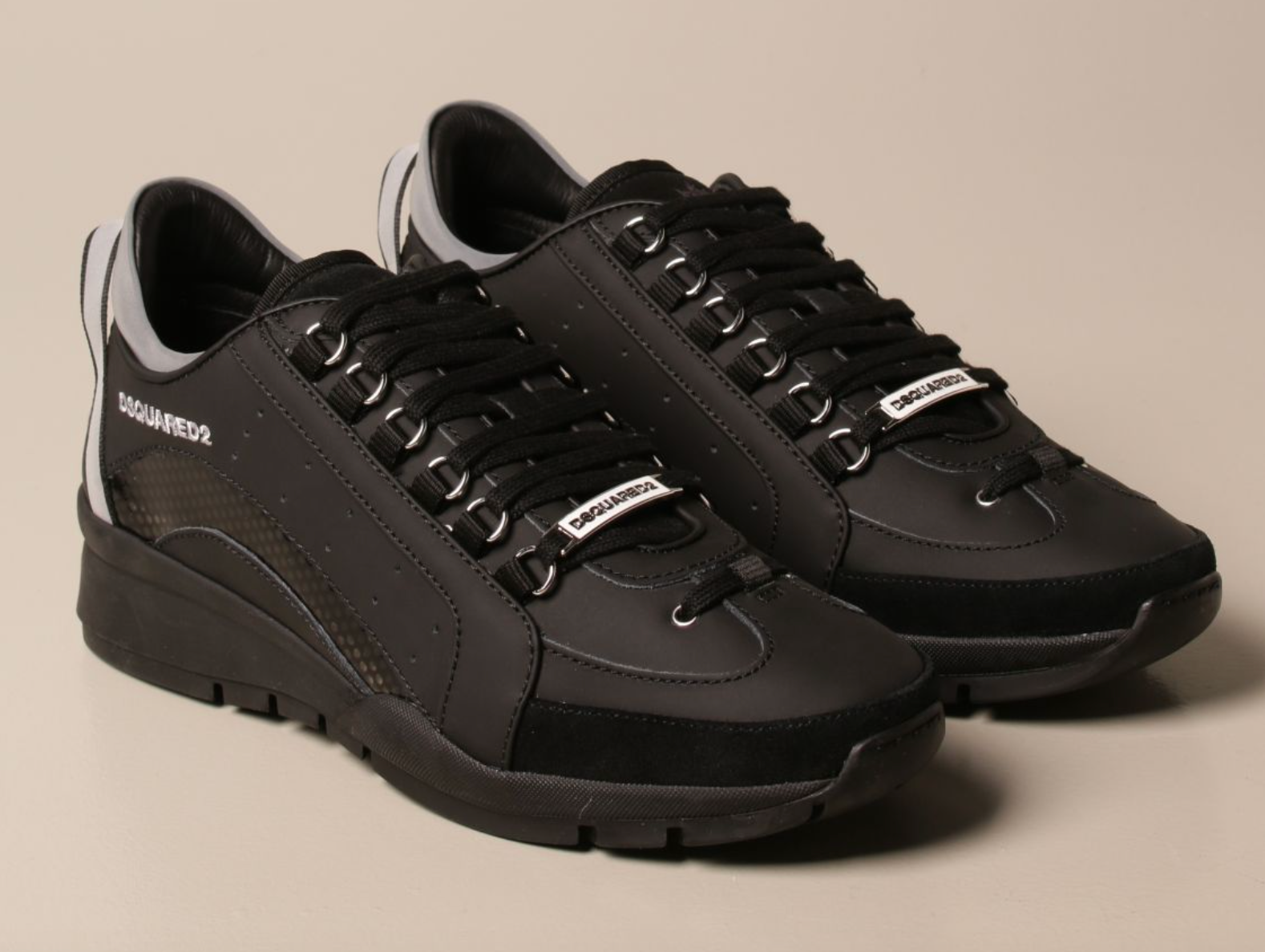 3563213.png Sleek Black Leather Lace-up Sneakers - Image 2