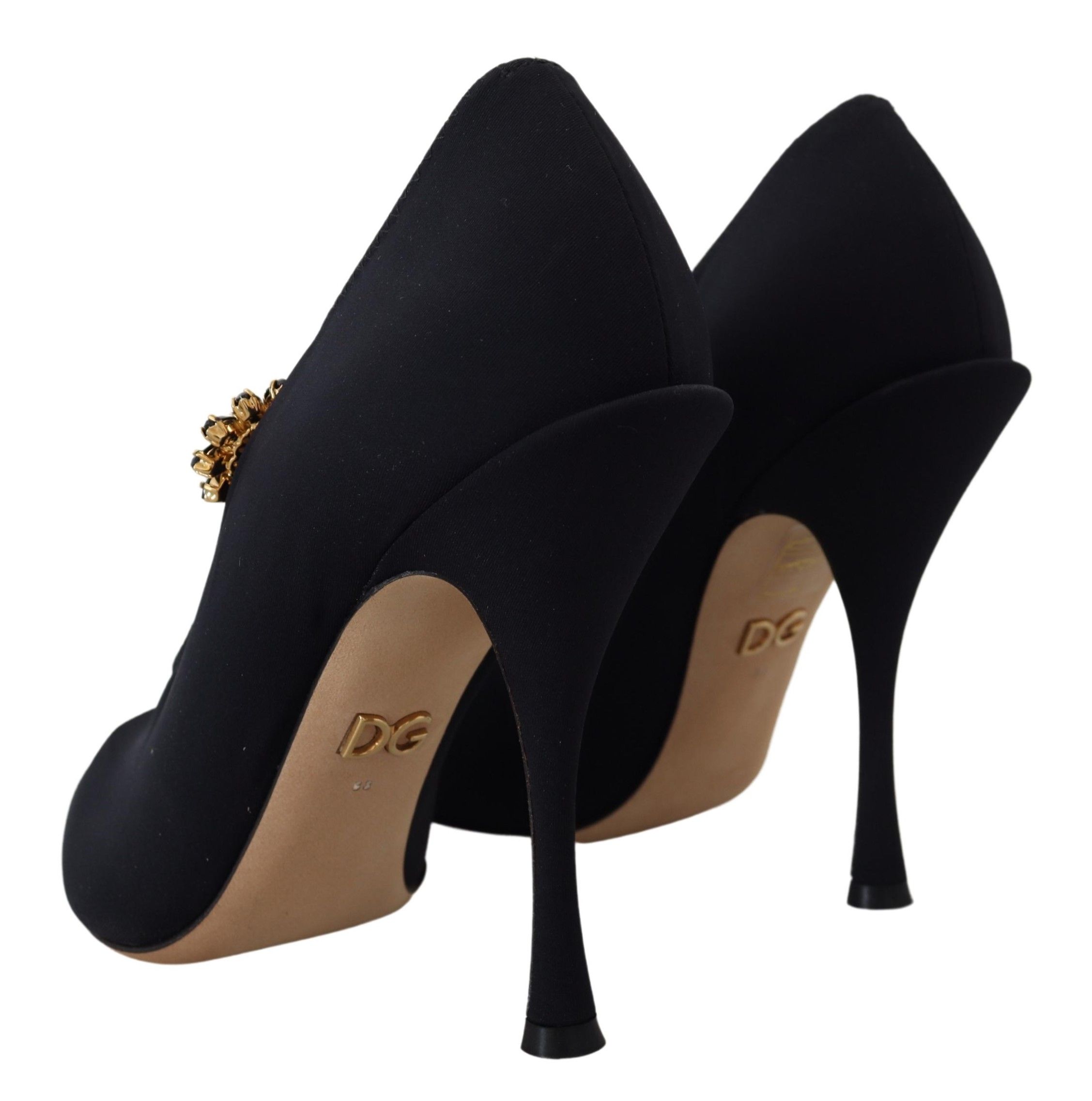 3579951.jpg Chic Black Mary Jane Sock Pumps with Crystals - Image 3