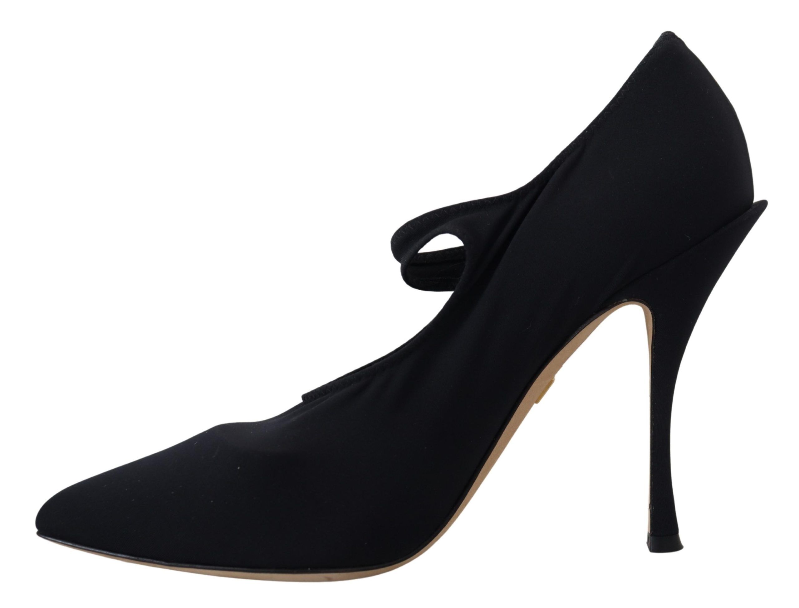 3579952.jpg Chic Black Mary Jane Sock Pumps with Crystals - Image 4