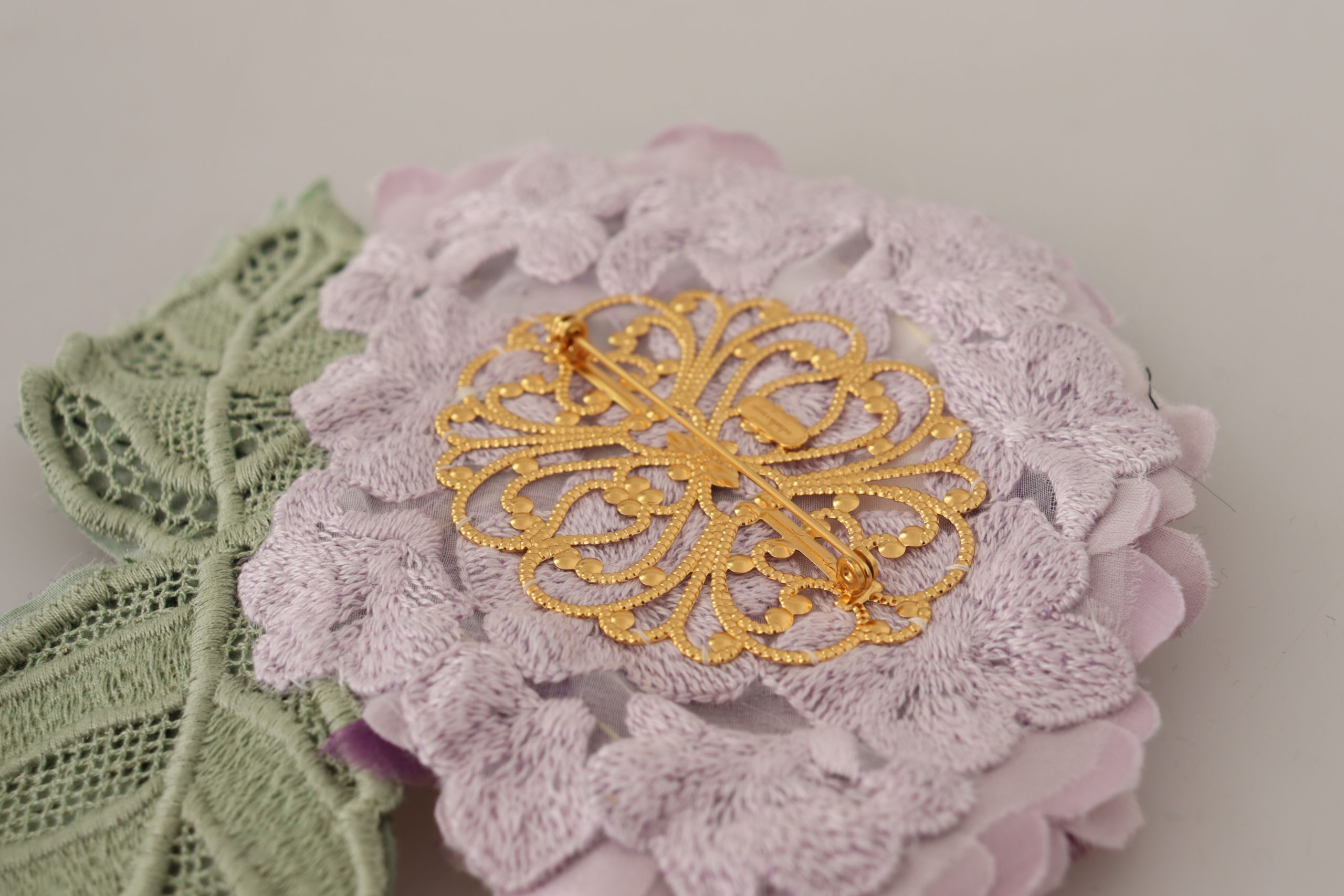 4058258.jpg Elegant Purple Floral Silk Blend Brooch - Image 4