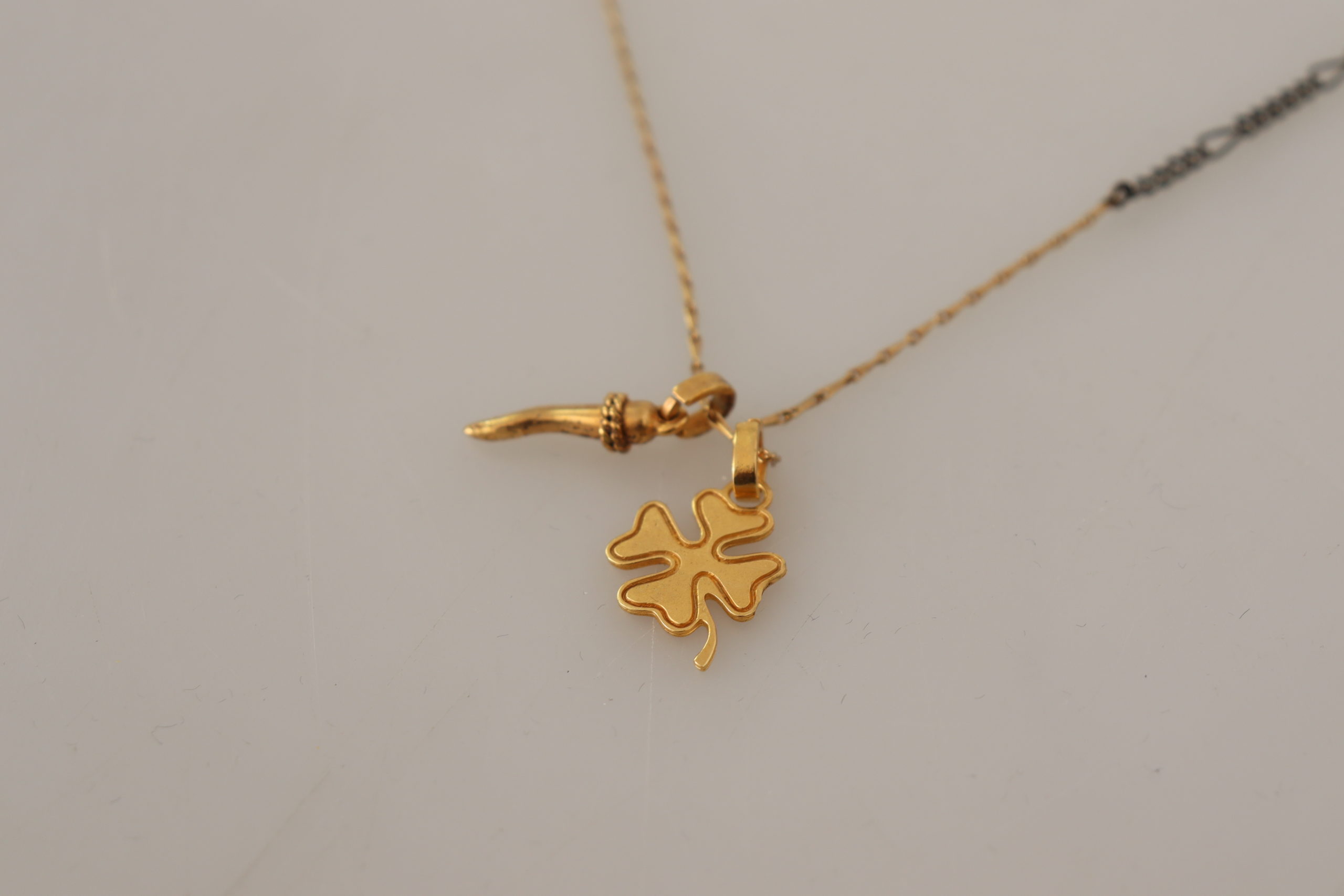 4084859.jpg Elegant Gold Tone Clover Charm Necklace - Image 4