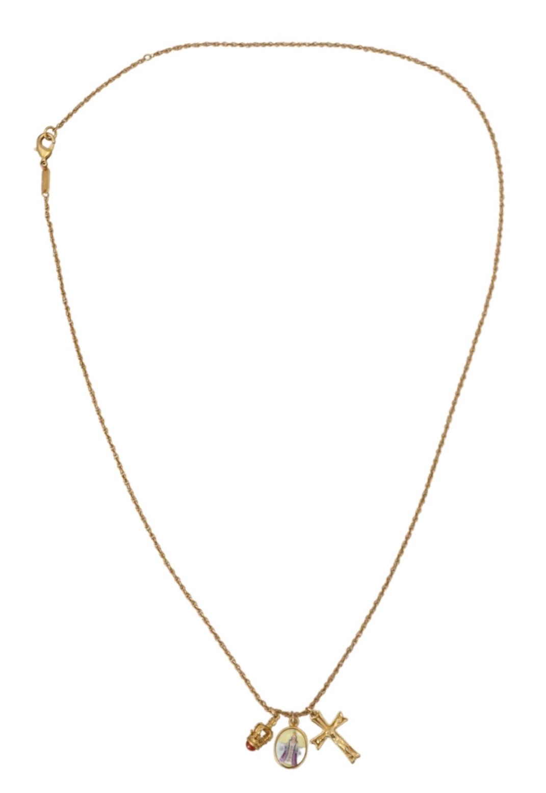 4084896.jpg Elegant Gold Tone Charm Necklace with Cross Pendant - Image 4