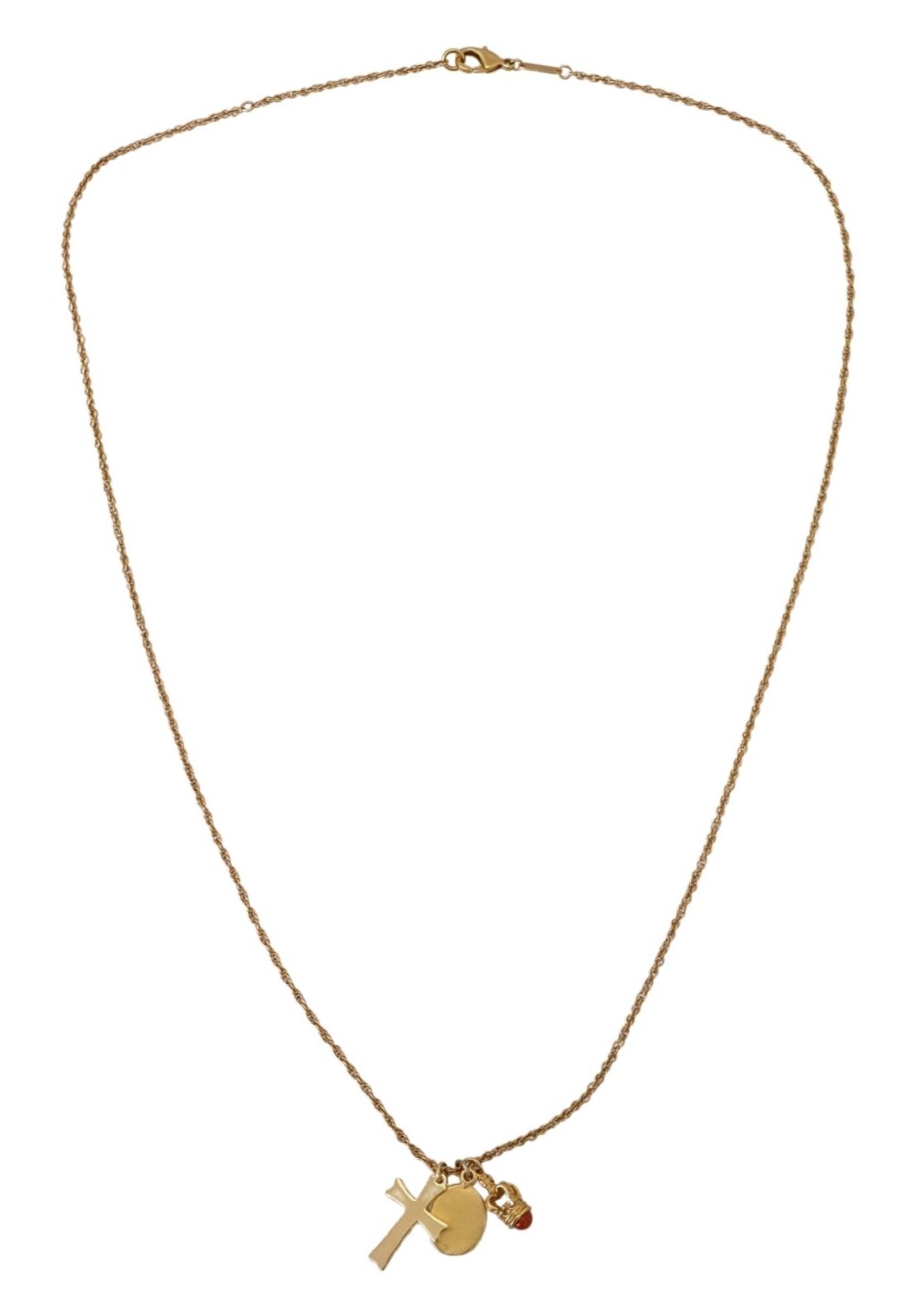 4084898.jpg Elegant Gold Tone Charm Necklace with Cross Pendant - Image 6