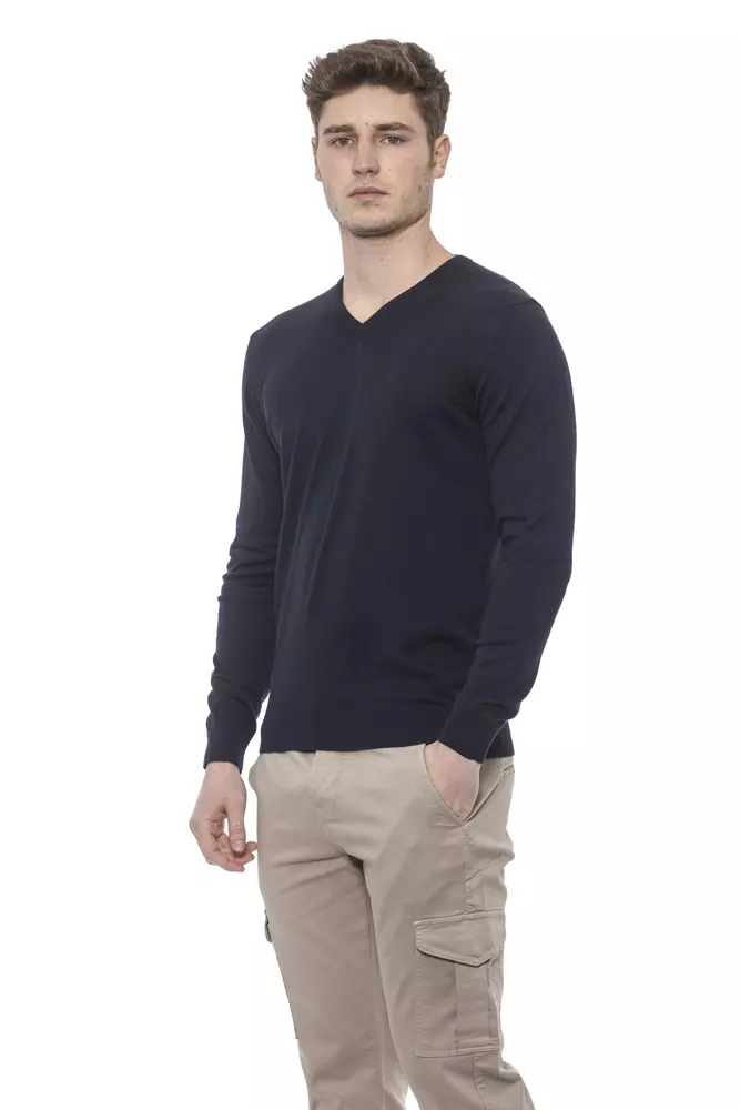 4116488.webp Blue Cotton Men Sweater - Image 2