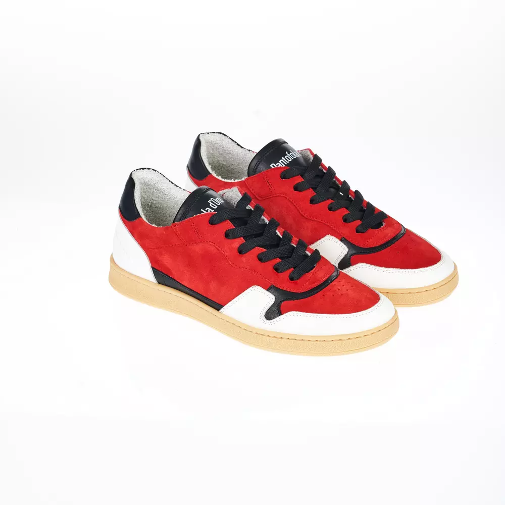 4118516.webp Tricolor Leather Sneaker with Contrast Sole - Image 3
