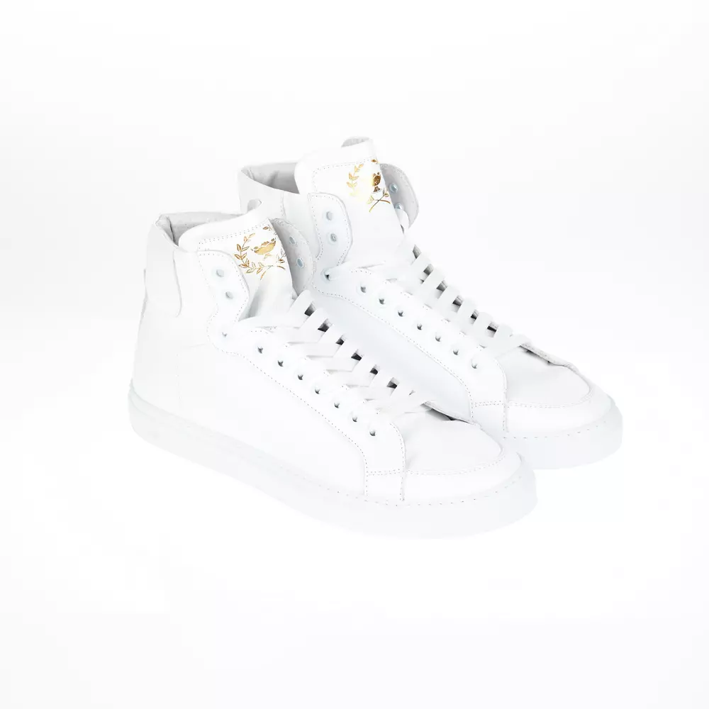 4119872.webp Monochrome Leather Lace-Up Sneakers - Image 3