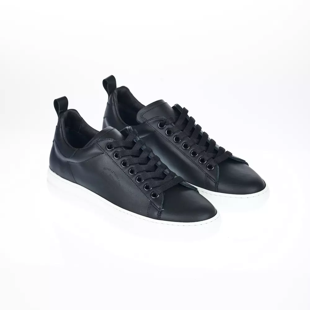 4119875.webp Sleek Monochrome Leather Sneakers - Italian Crafted - Image 3