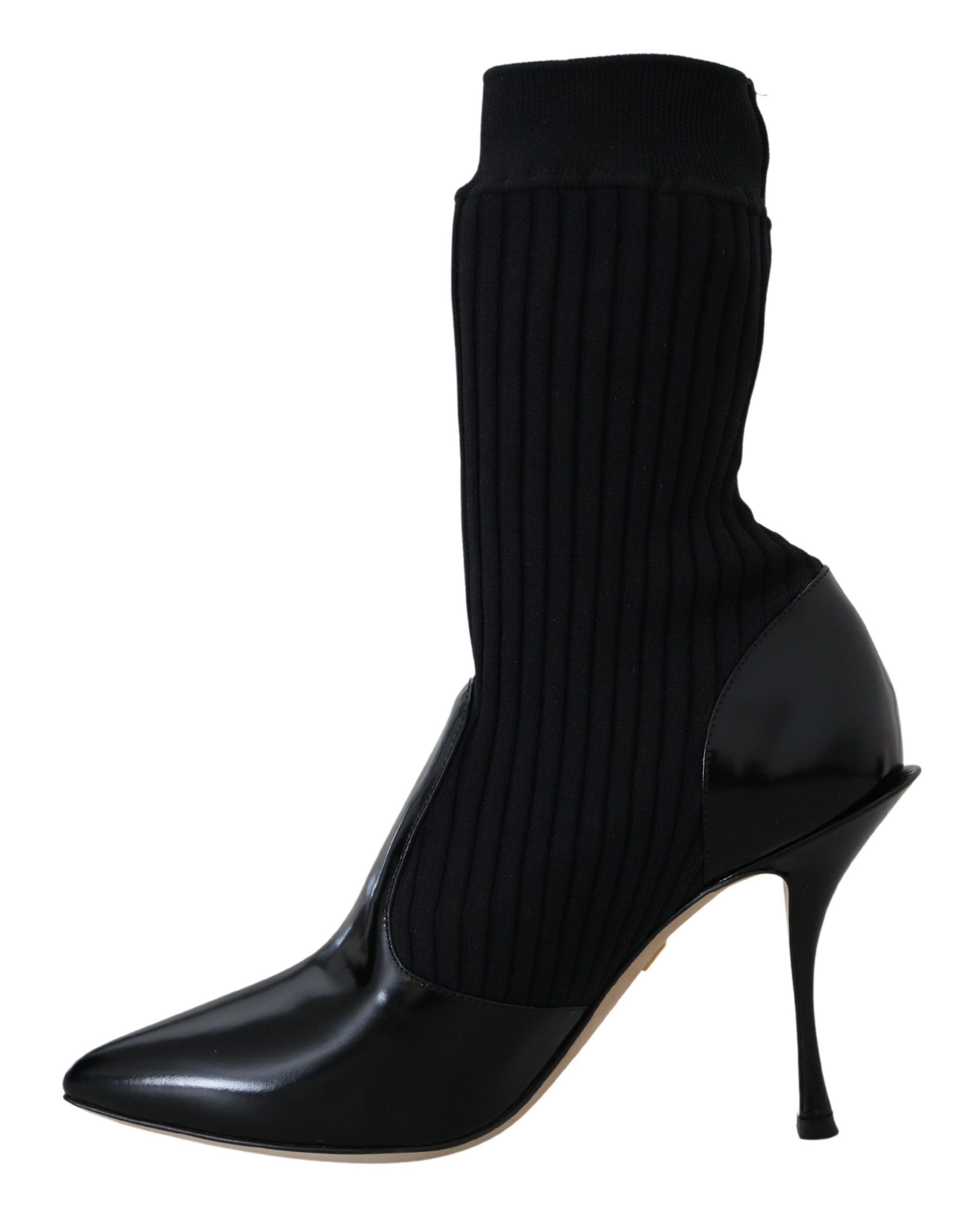 4123533.jpg Elegant Black Leather Calf Socks Boots - Image 5