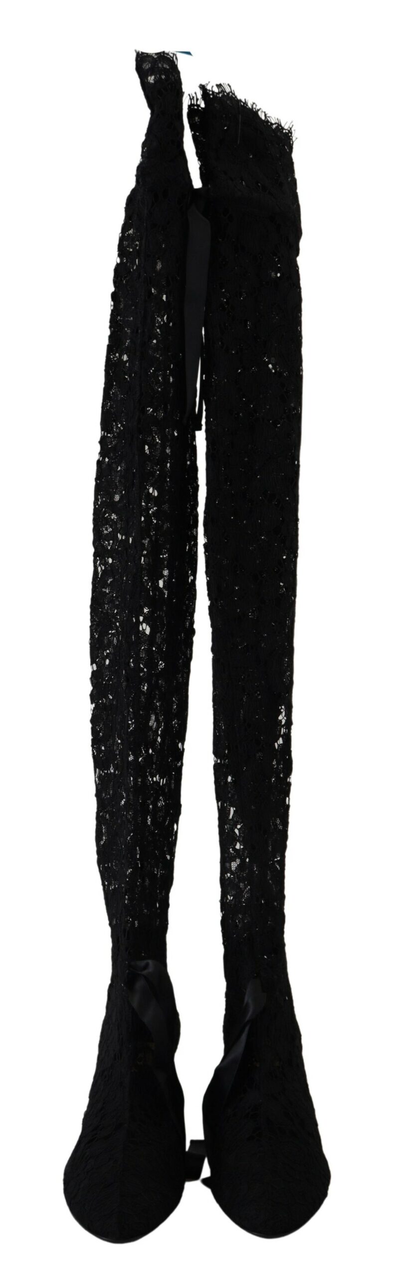 4127285.jpg Elegant Black Lace Stretch Sock Pumps - Image 2