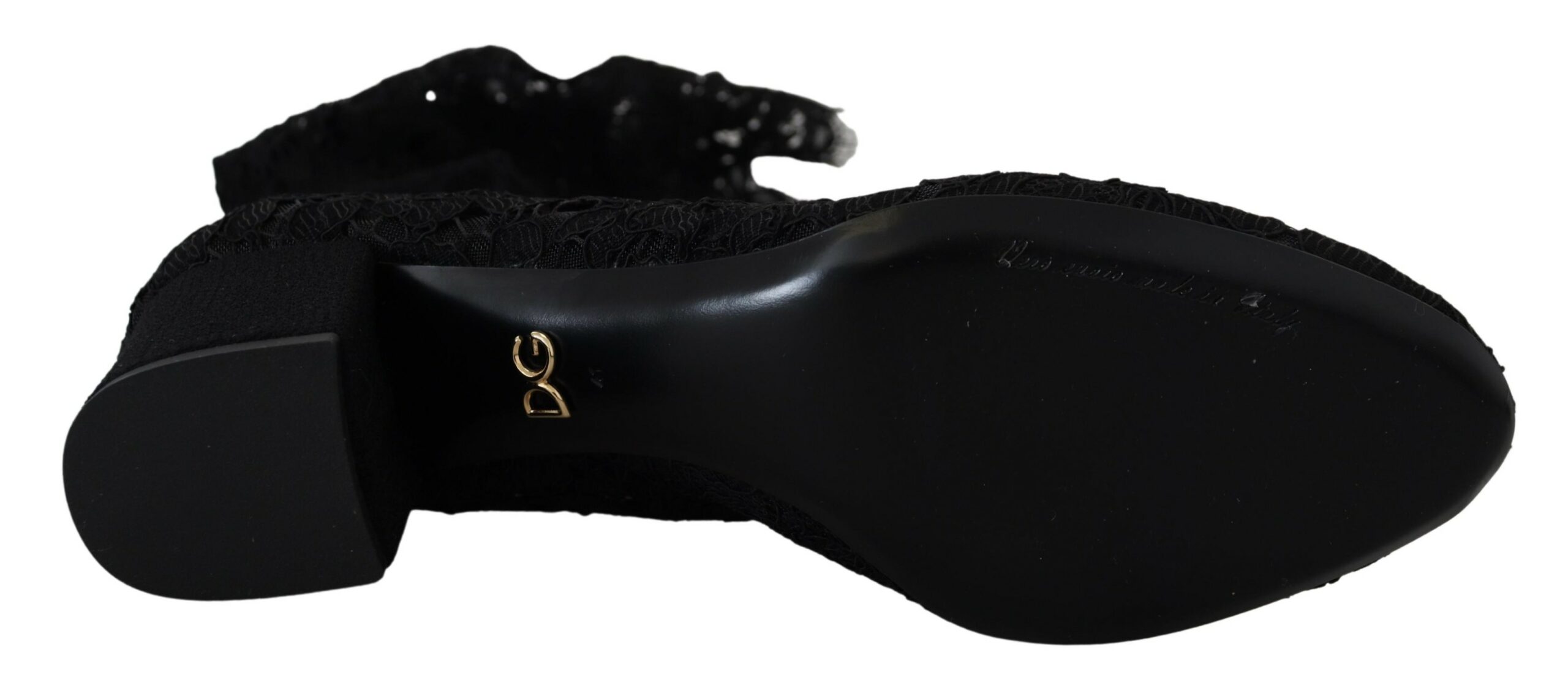 4127290.jpg Elegant Black Lace Stretch Sock Pumps - Image 4