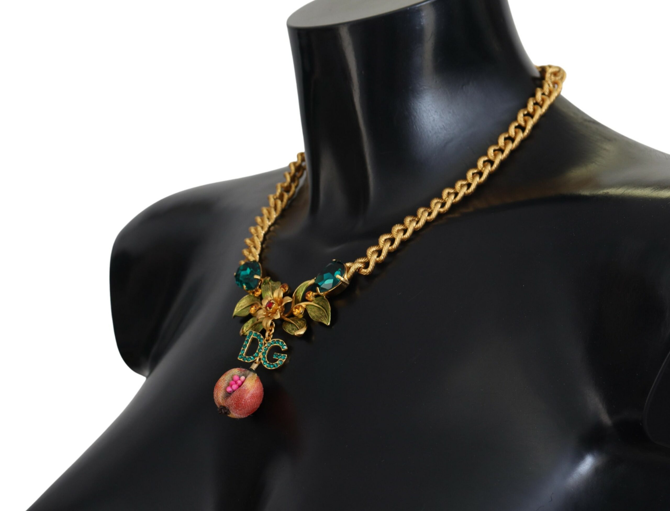 4215912.jpg Elegant Gold-Tone Floral Fruit Necklace - Image 2