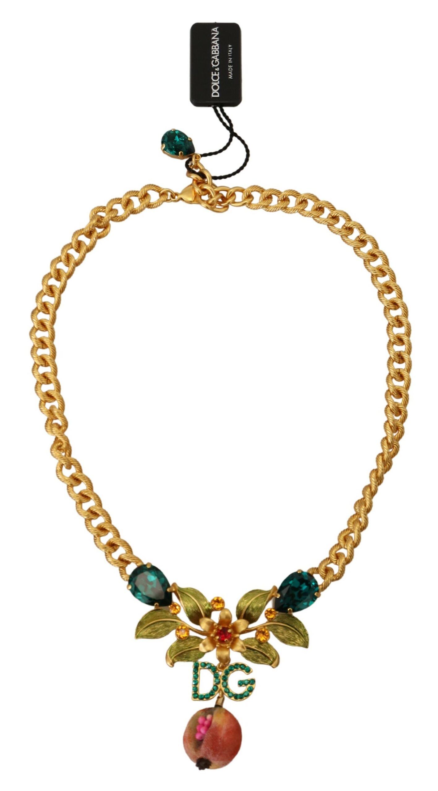 4215913.jpg Elegant Gold-Tone Floral Fruit Necklace - Image 3