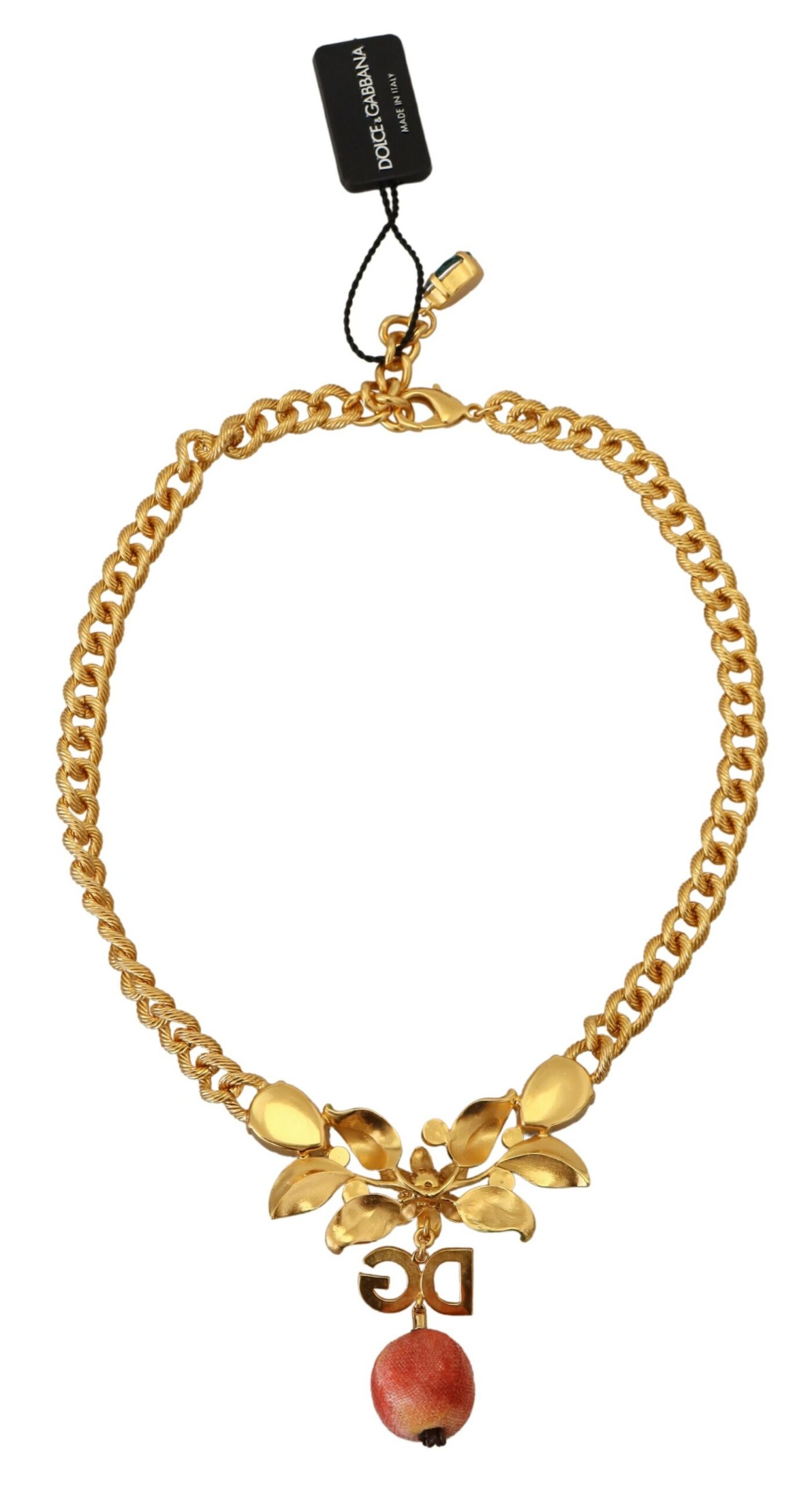 4215914.jpg Elegant Gold-Tone Floral Fruit Necklace - Image 4