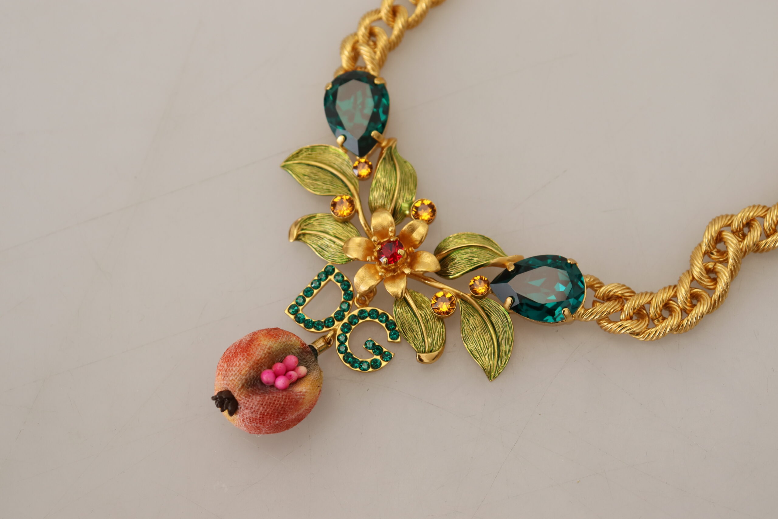 4215915.jpg Elegant Gold-Tone Floral Fruit Necklace - Image 5