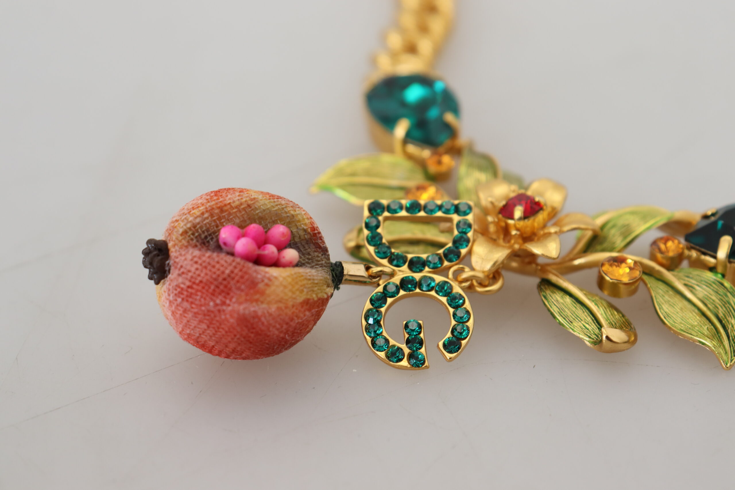 4215916.jpg Elegant Gold-Tone Floral Fruit Necklace - Image 6