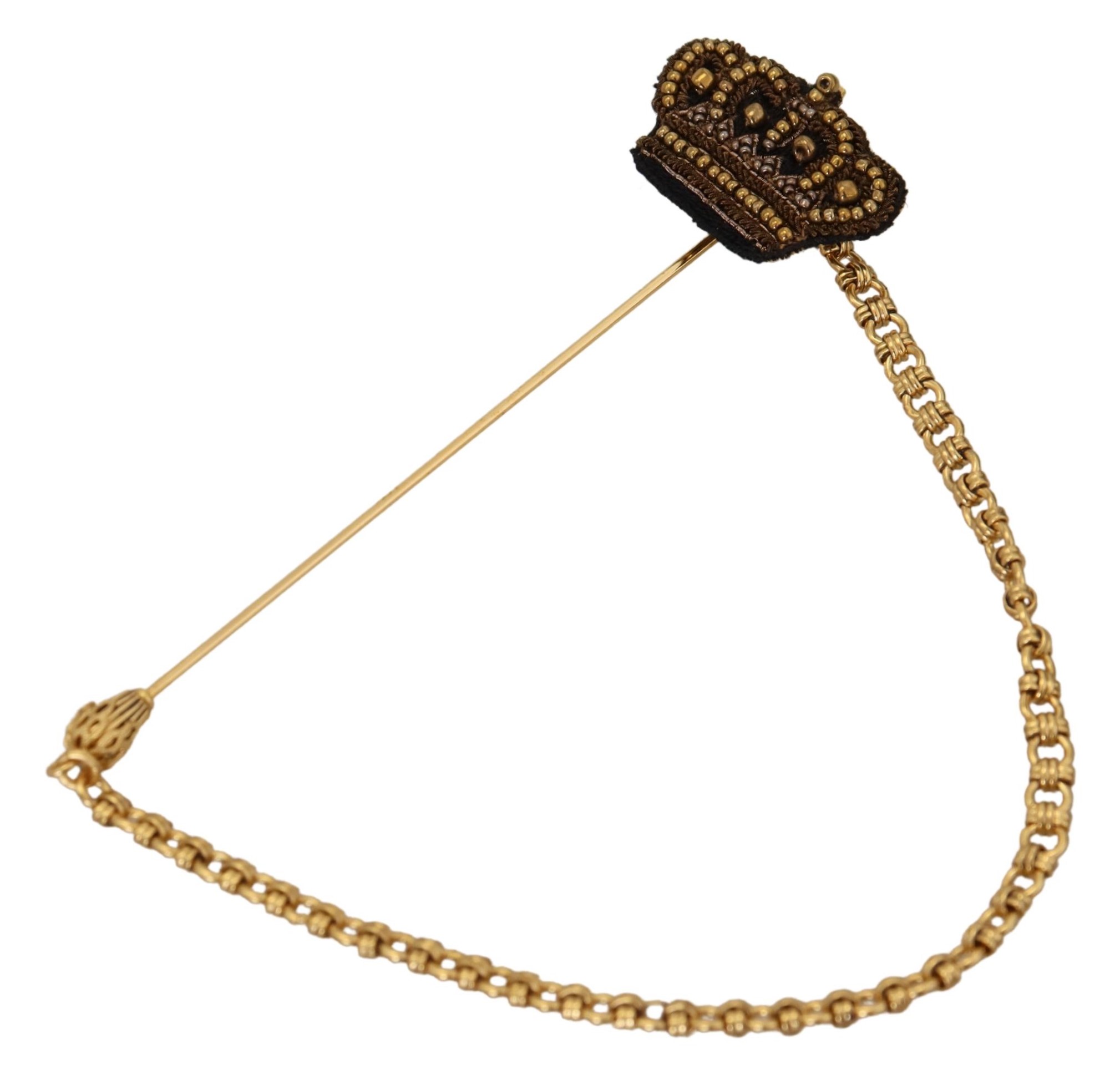 4216000.jpg Elegant Gold Tone Glass-Accented Brooch Pin - Image 2