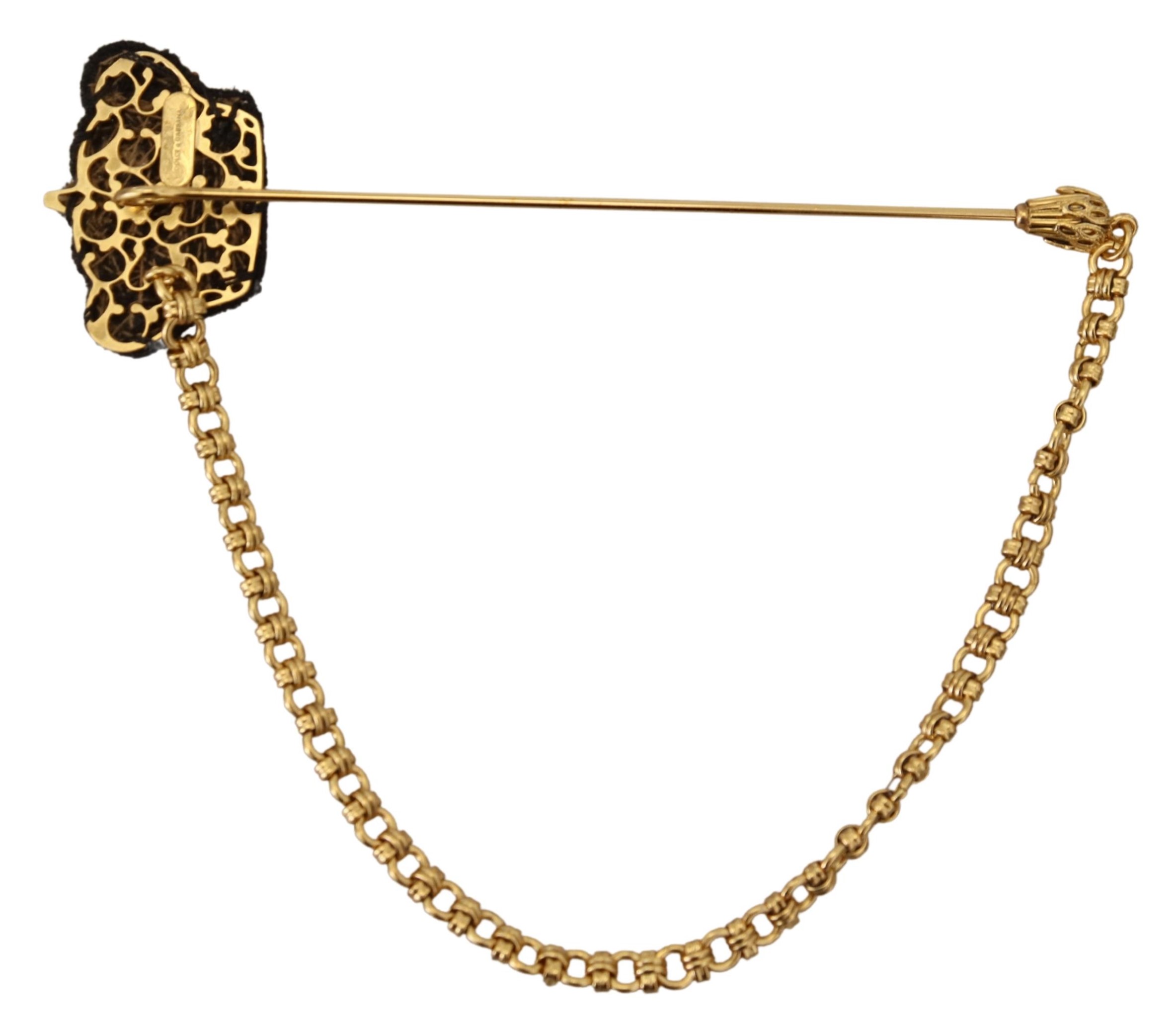 4216001.jpg Elegant Gold Tone Glass-Accented Brooch Pin - Image 3