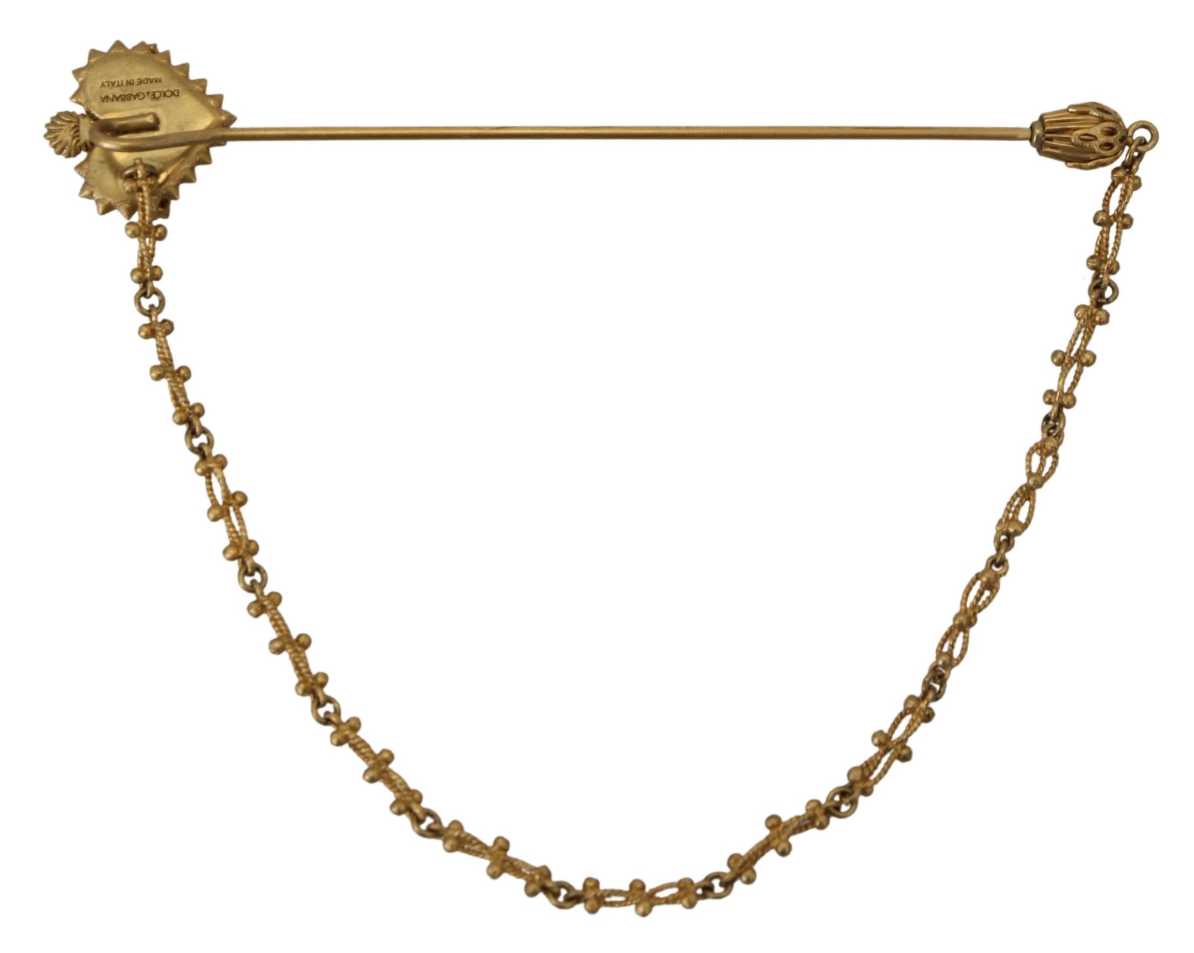 4216009.jpg Elegant Gold Tone Brass Brooch Pin - Image 2