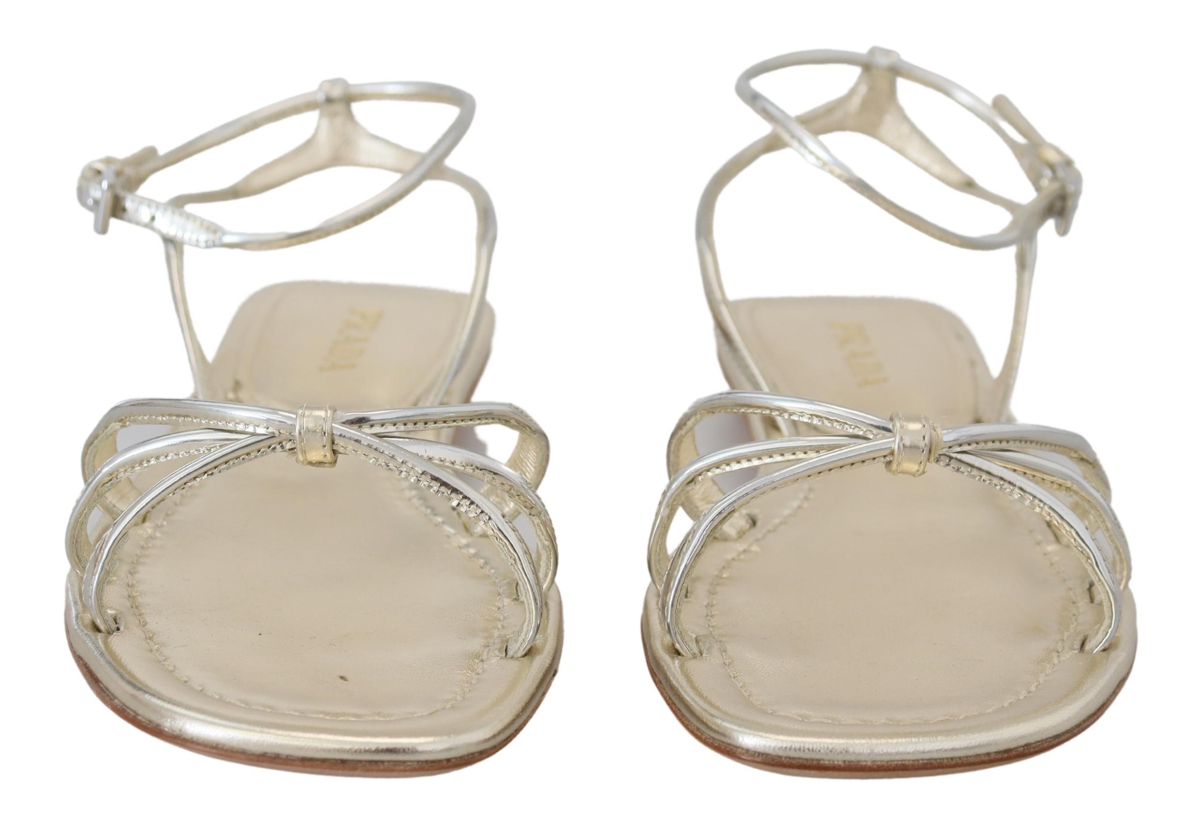 4227457.jpg Elegant Silver Ankle Strap Flats - Image 2