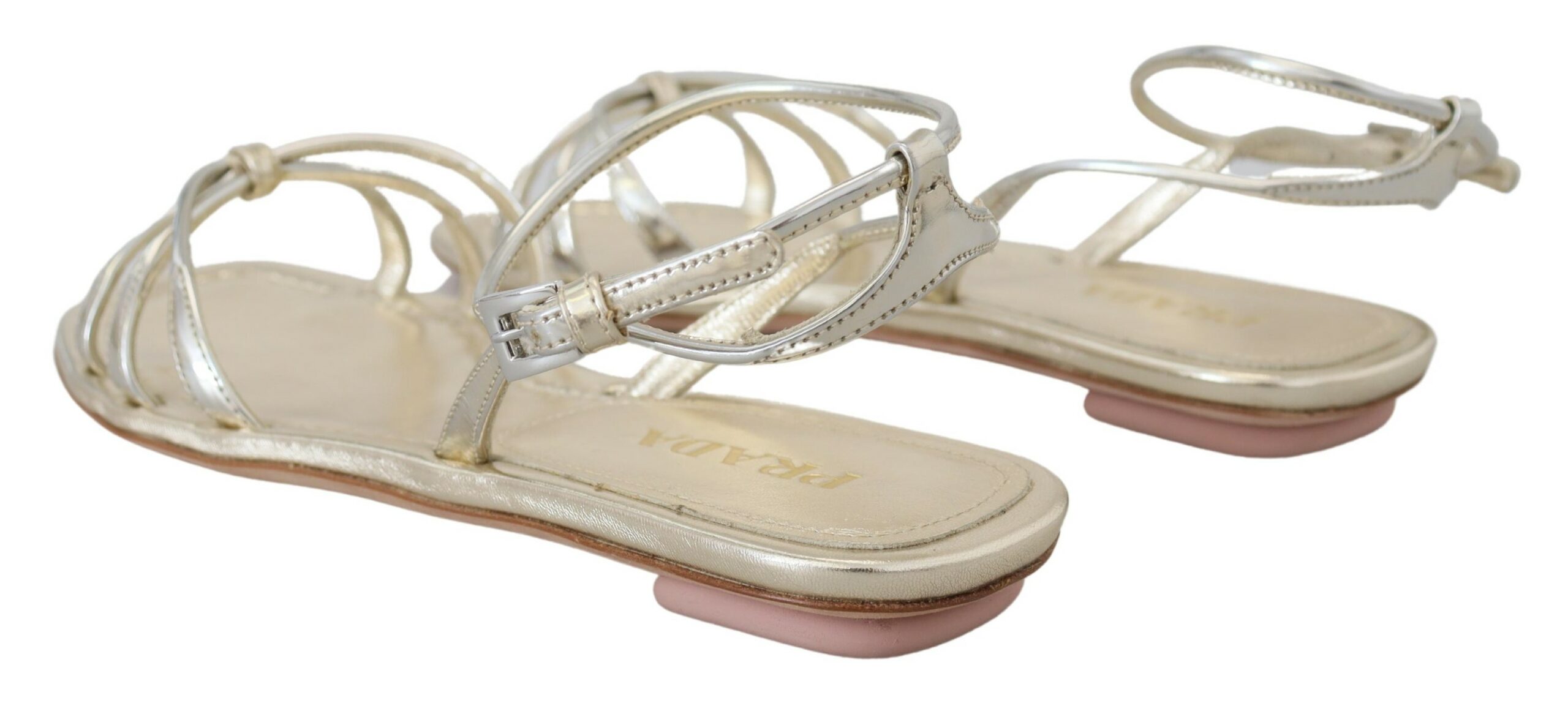 4227459.jpg Elegant Silver Ankle Strap Flats - Image 4