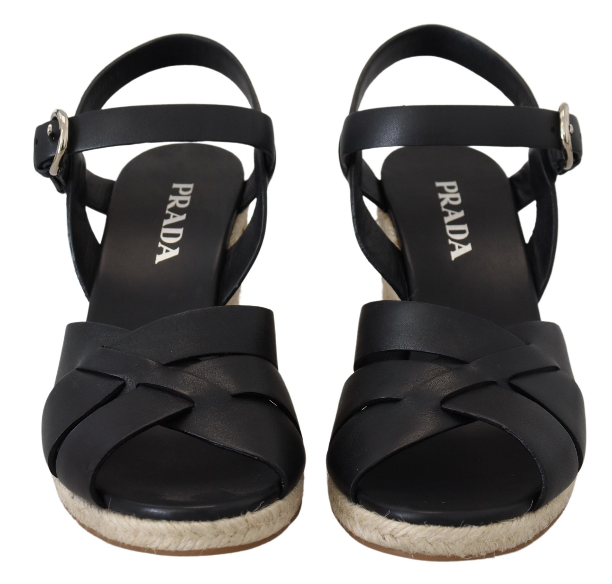 4227489.jpg Elegant Two-Tone Leather Wedge Sandals - Image 2
