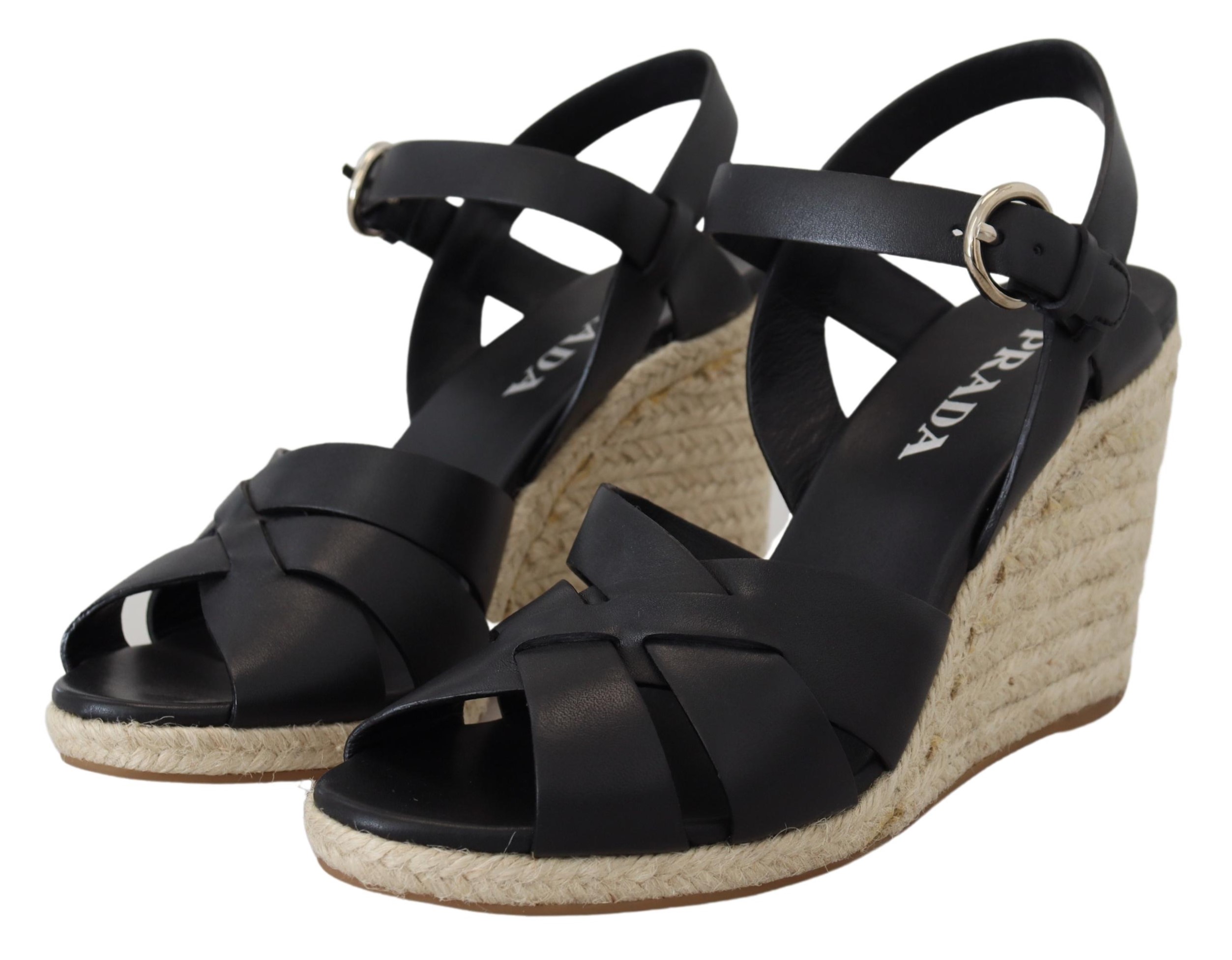 4227490.jpg Elegant Two-Tone Leather Wedge Sandals - Image 3