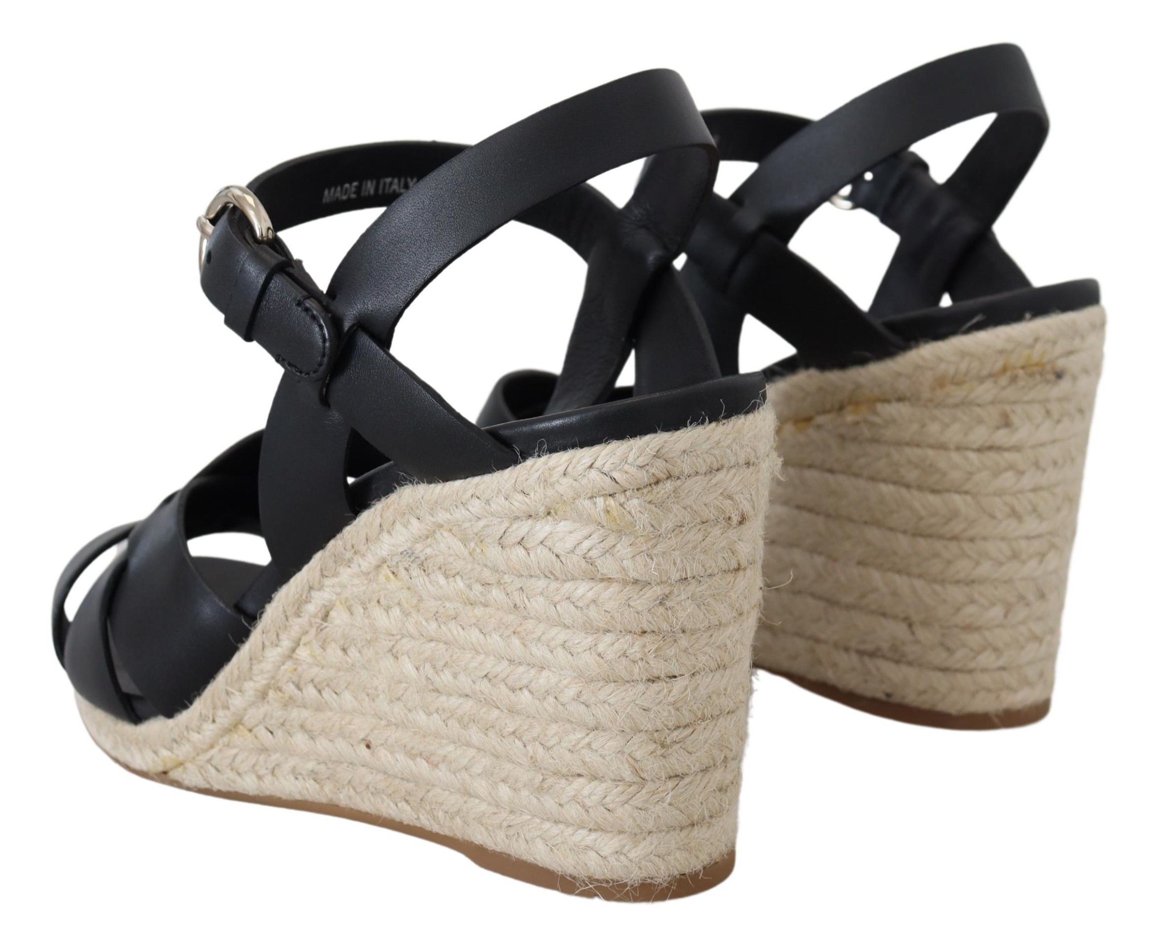 4227491.jpg Elegant Two-Tone Leather Wedge Sandals - Image 4