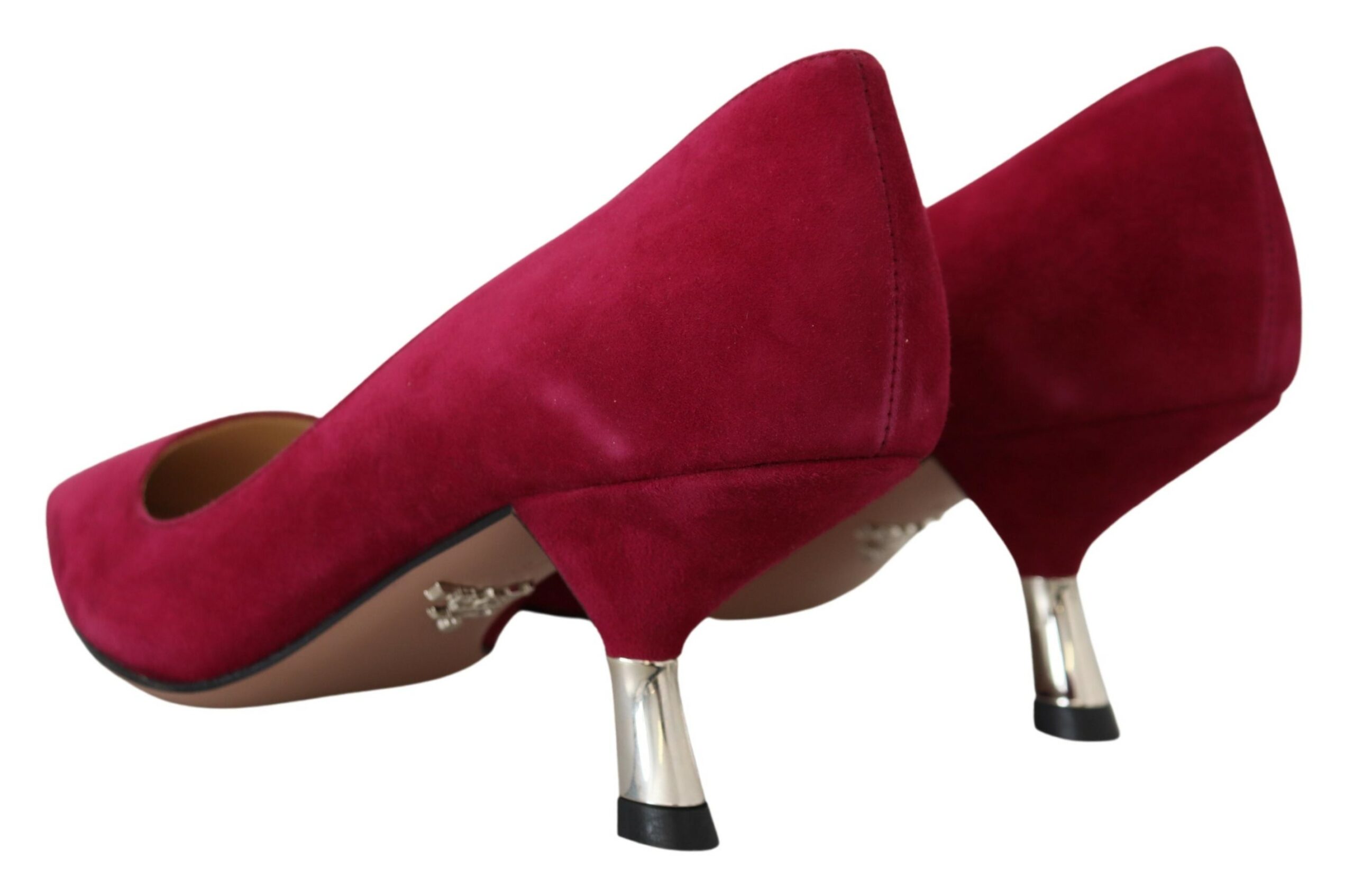 4227623.jpg Elegant Dark Pink Suede Heels Pumps - Image 4
