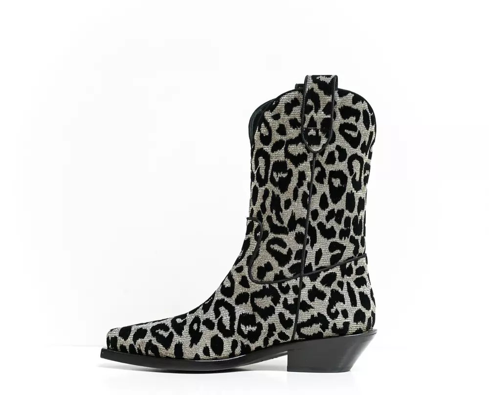 4235867.webp Elegant Black Leopard Texan Boots with Silver Accents - Image 3