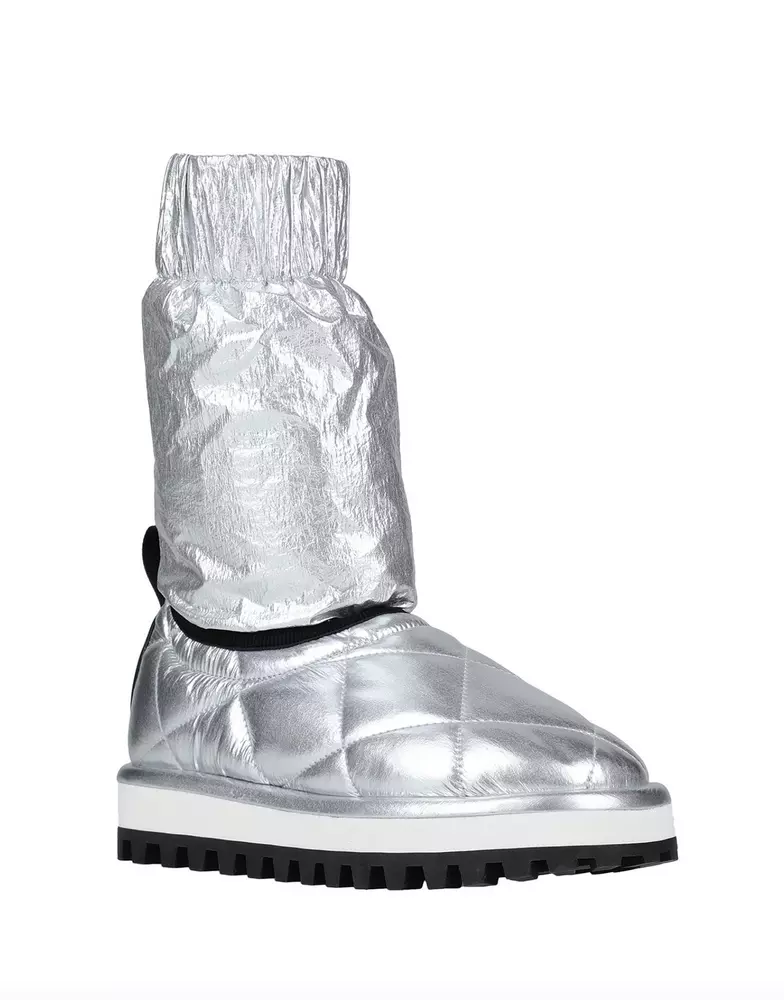 4236173.webp Chic Silver-Tone Ankle Boots with Logo Applique - Image 2