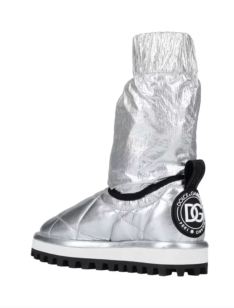 4236179.webp Chic Silver-Tone Ankle Boots with Logo Applique - Image 3